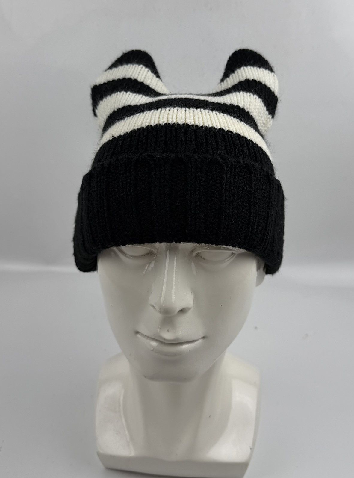 Japanese Brand stripe beanie with horn tc52 Size ONE SIZE - 2 Thumbnail