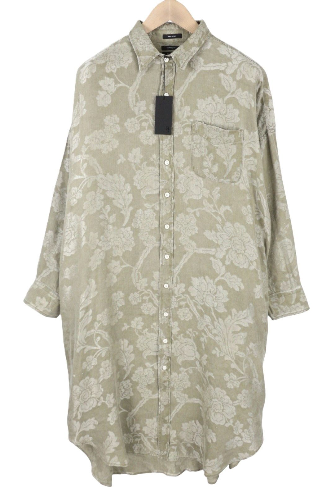 R13 JUMBO SHIRTDRESS XS/S Olive Floral Linen PS26 Dress 88825 Size XS / US 0-2 / IT 36-38 - 5 Thumbnail