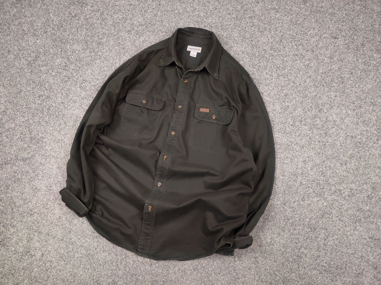 Carhartt Vintage 90's Carhartt Canvas Baggy Button Shirt USA Style Size US L / EU 52-54 / 3 - 3 Thumbnail