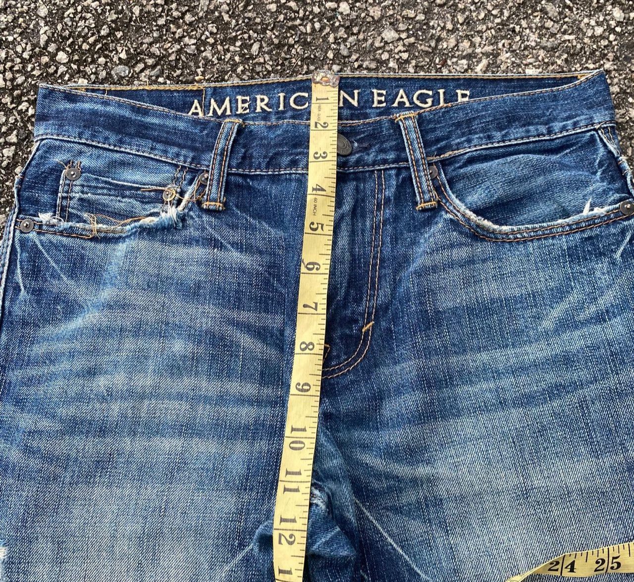 If Six Was Nine Vintage American Eagle Flared Distressed Denim Size US 31 - 6 Thumbnail