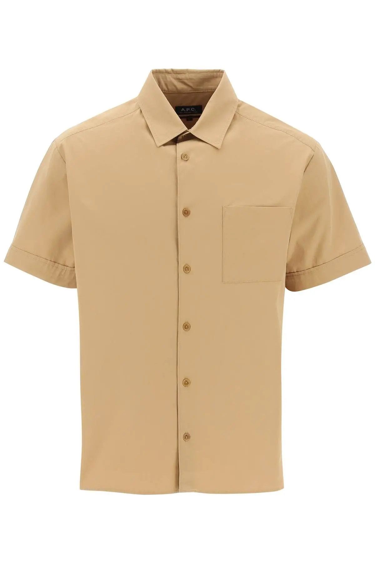 image of A P C O1S22I1N1223 Ross Short-Sleeved Shirt In Beige, Men's (Size Small)