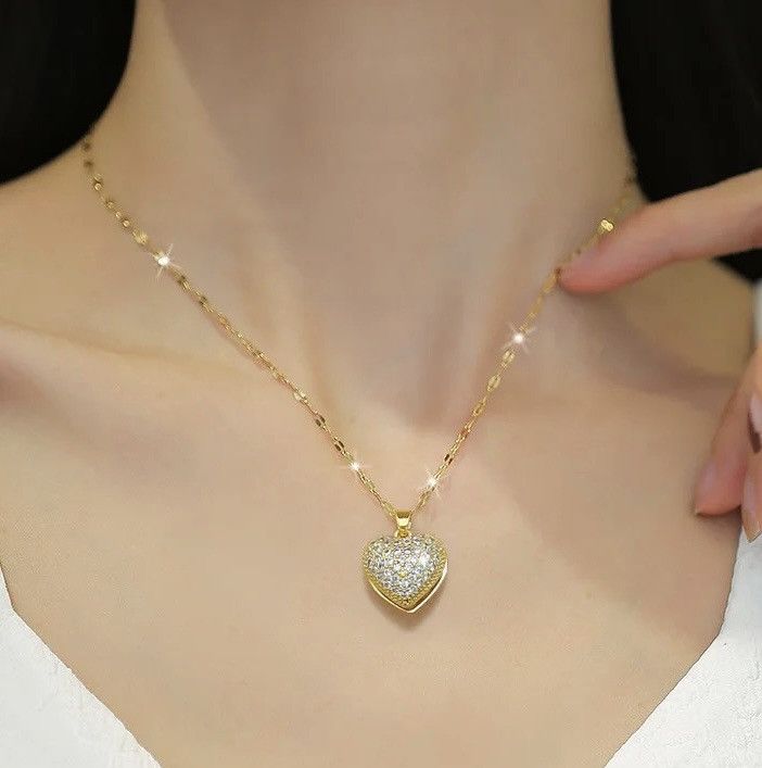 Jewelry Vintage Gold Heart Pearl Necklace Size ONE SIZE - 4 Thumbnail