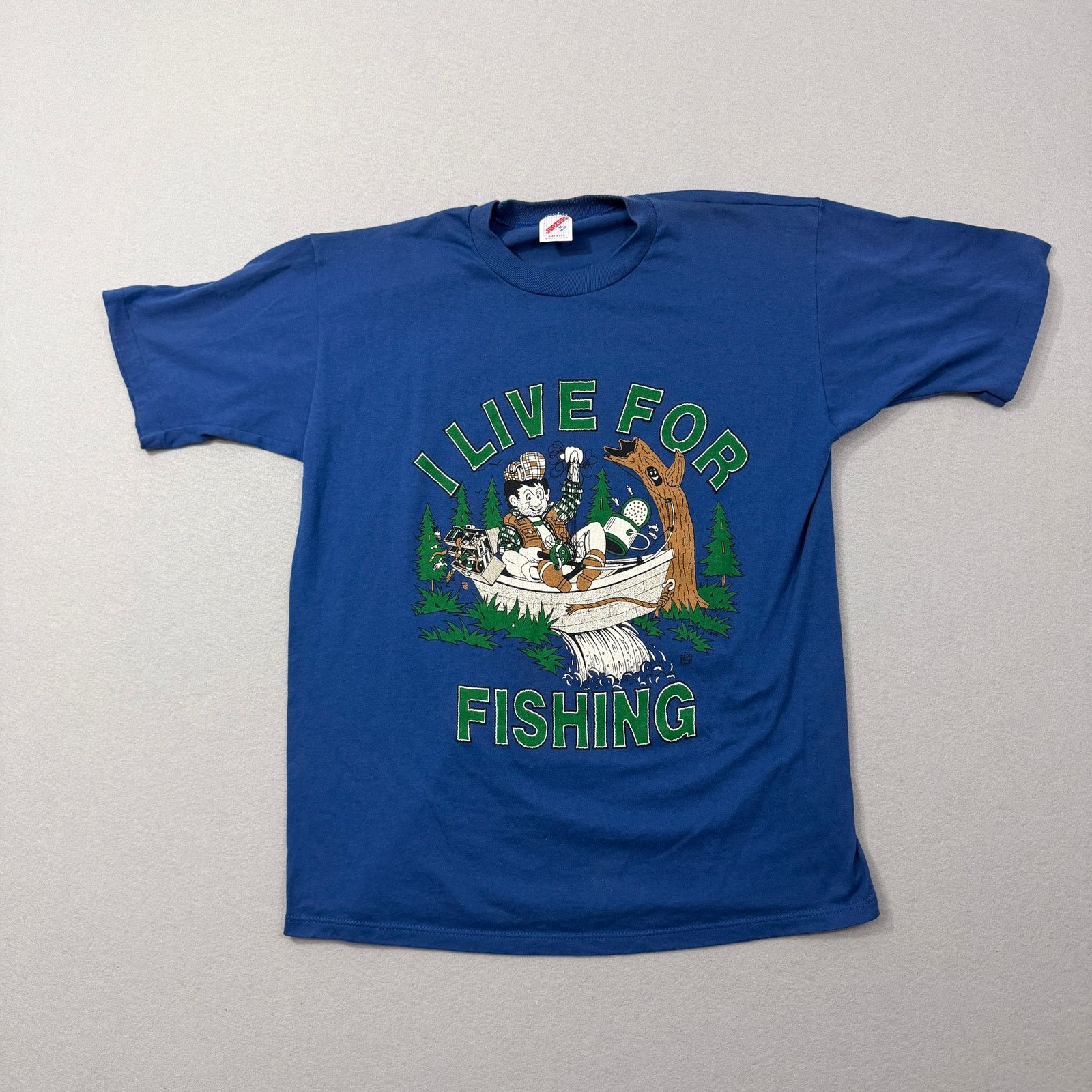 Vintage Vintage I Love For Fishing Shirt Extra Large Blue 90s USA Size US XL / EU 56 / 4 - 2 Thumbnail