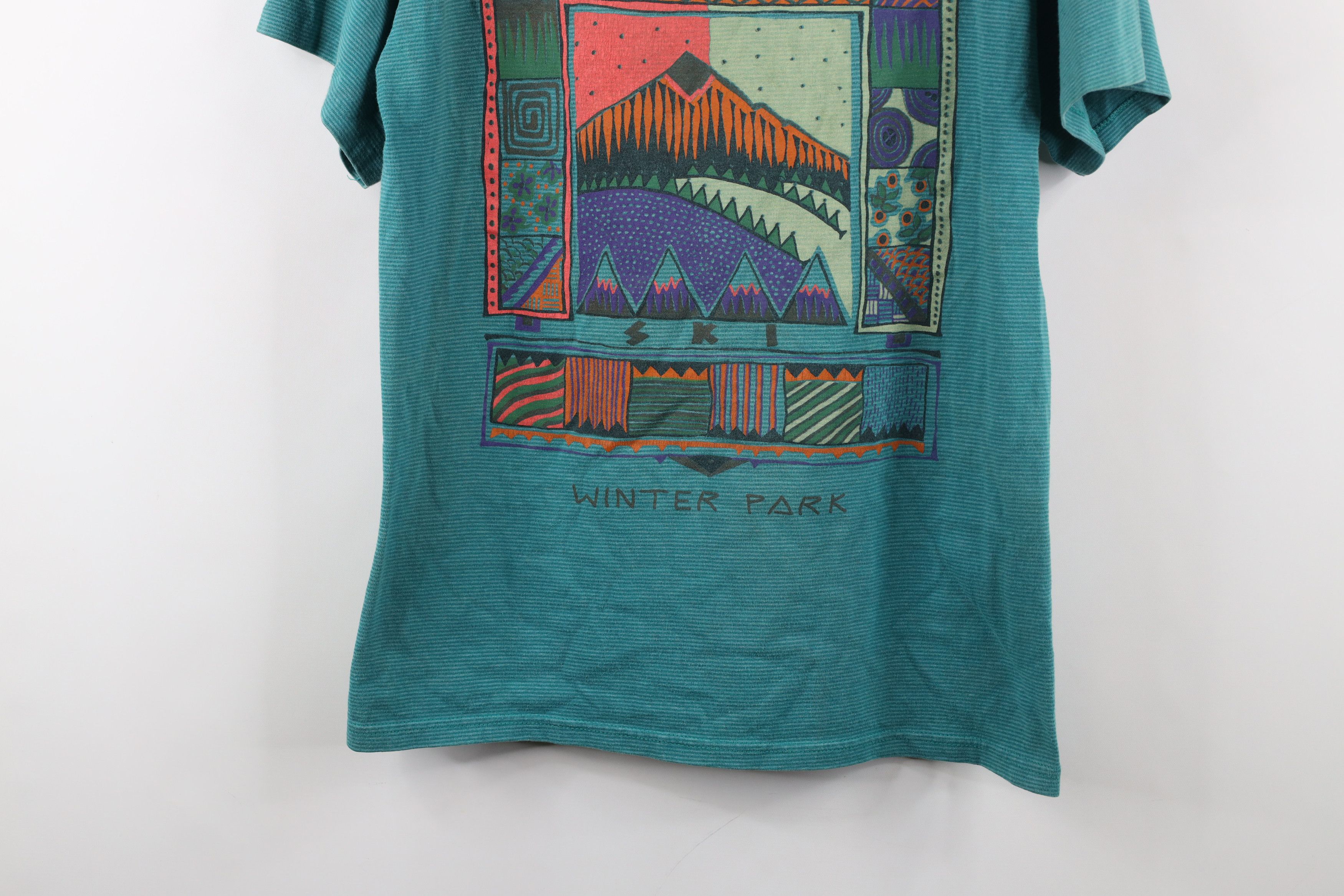 Vintage Vintage 90s Streetwear Abstract Striped Park T-Shirt USA Size US M / EU 48-50 / 2 - 3 Thumbnail