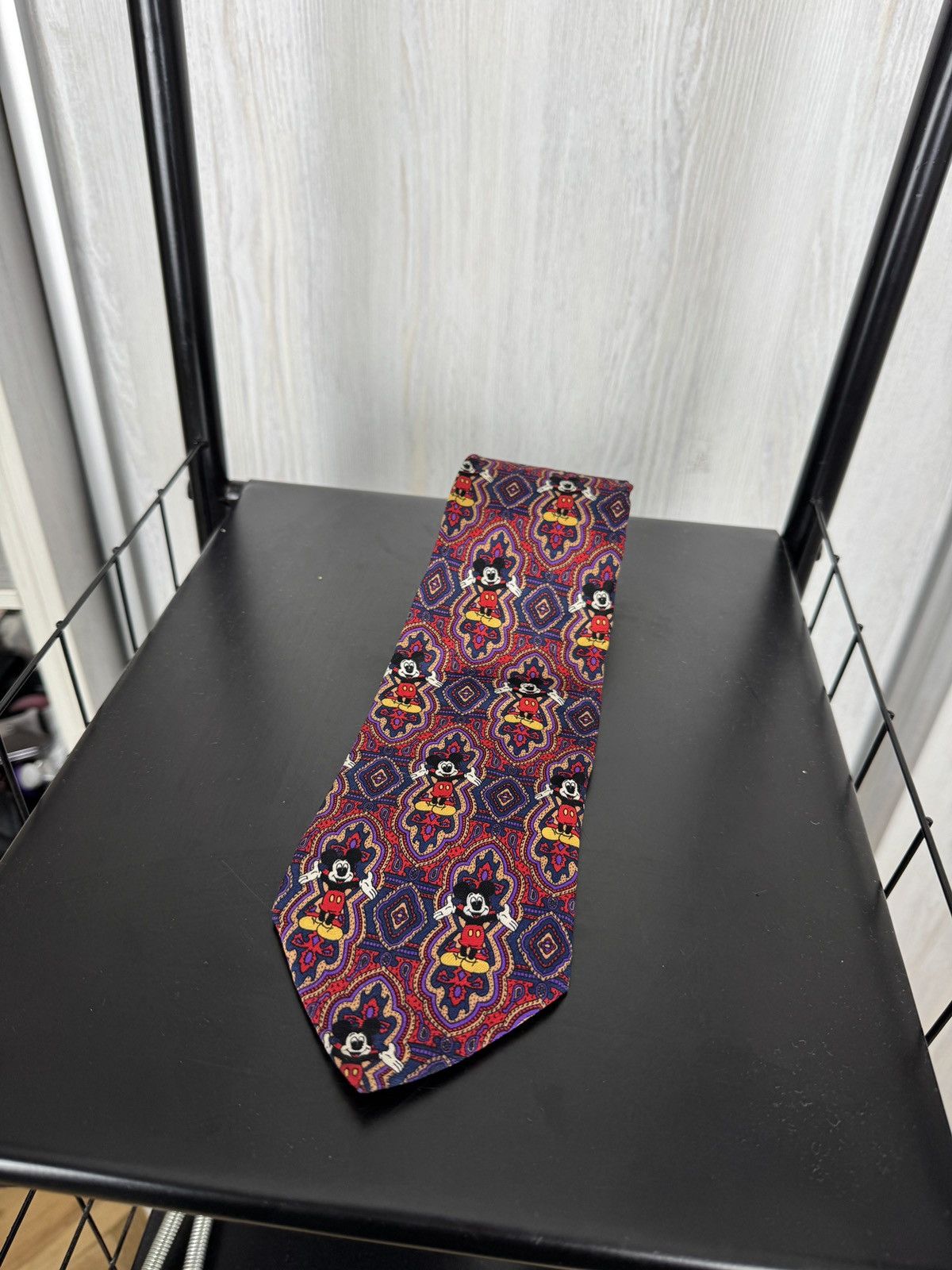 Mickey Mouse VINTAGE 80s 90s Mickey Mouse Logo Paisley DISNEY Silk TIE Size ONE SIZE - 1 Thumbnail