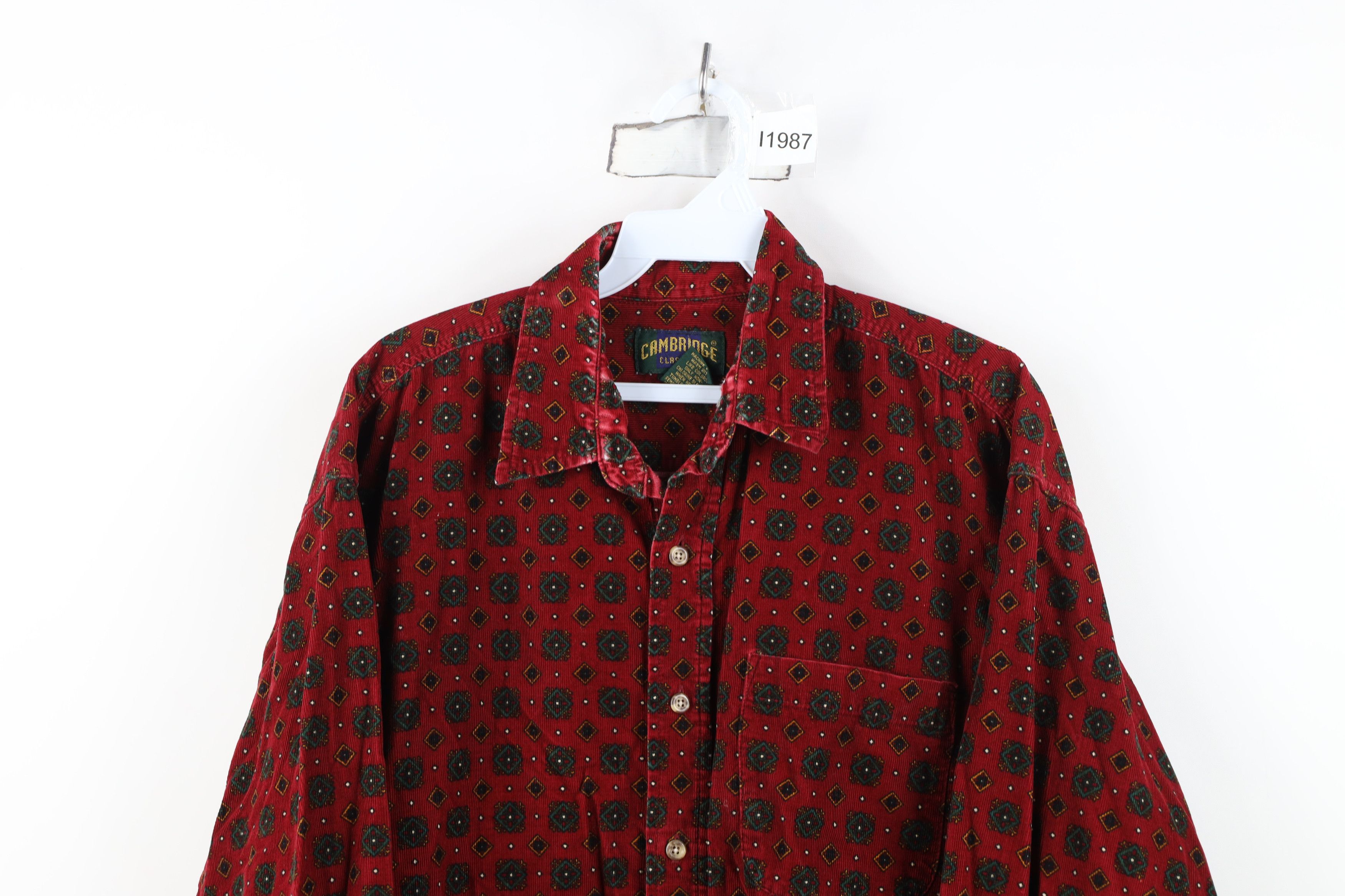Vintage Vintage 90s Streetwear Corduroy Collared Button Shirt Size US M / EU 48-50 / 2 - 2 Thumbnail