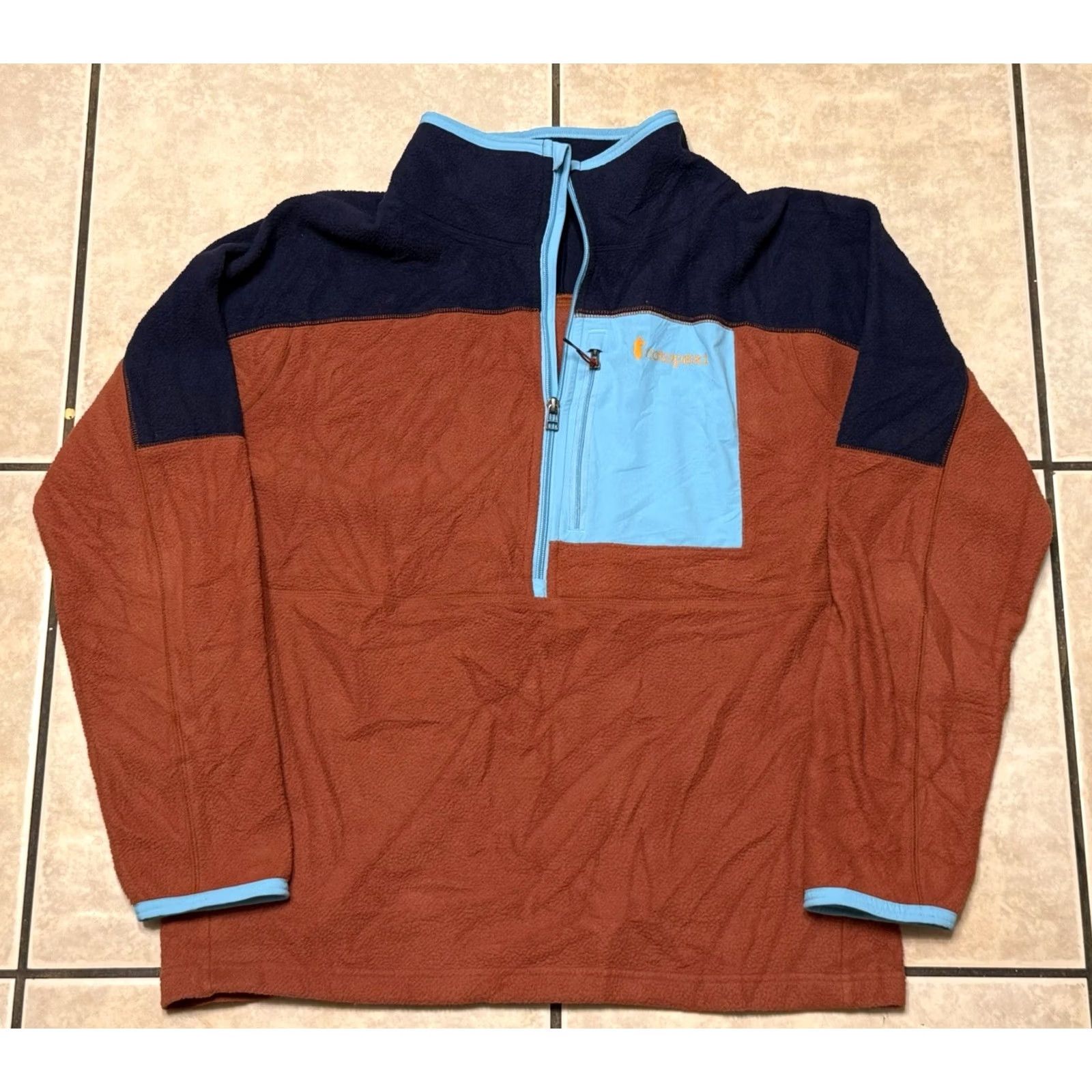 Cotopaxi Cotopaxi Jacket Half-Zip Fleece Synchilla Casual Outdoor Men L Maritime/Spice Geometric Zip Pockets Logo Size US L / EU 52-54 / 3 - 2 Thumbnail