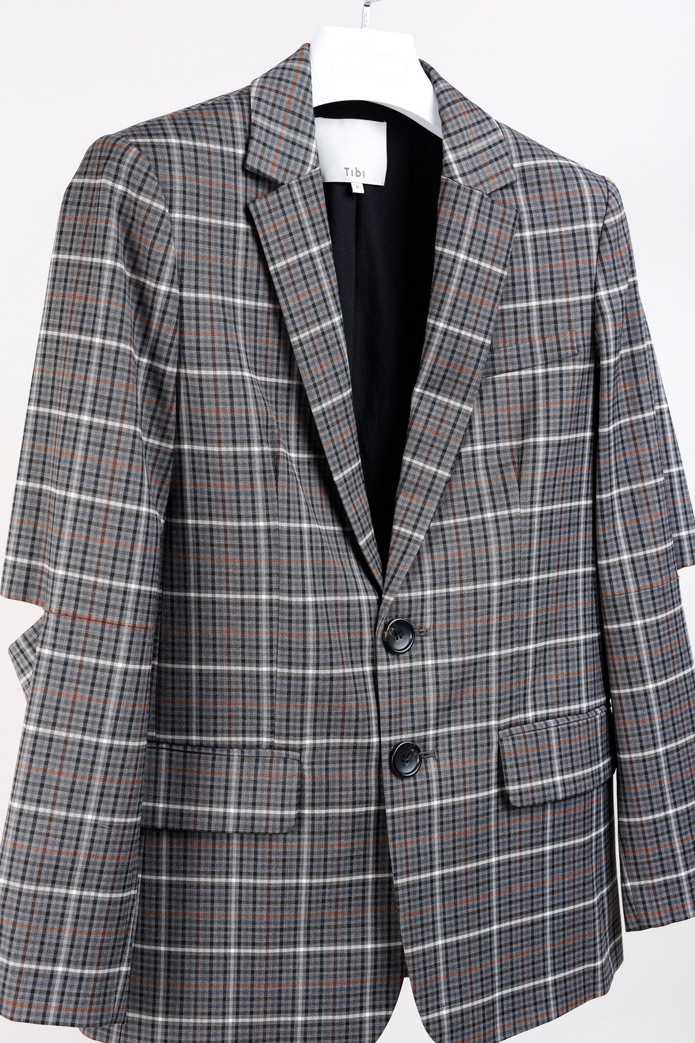 Tibi Tibi Gabe Blazer Slit-Elbow Windowpane Check Blazer Size M / US 6-8 / IT 42-44 - 3 Thumbnail