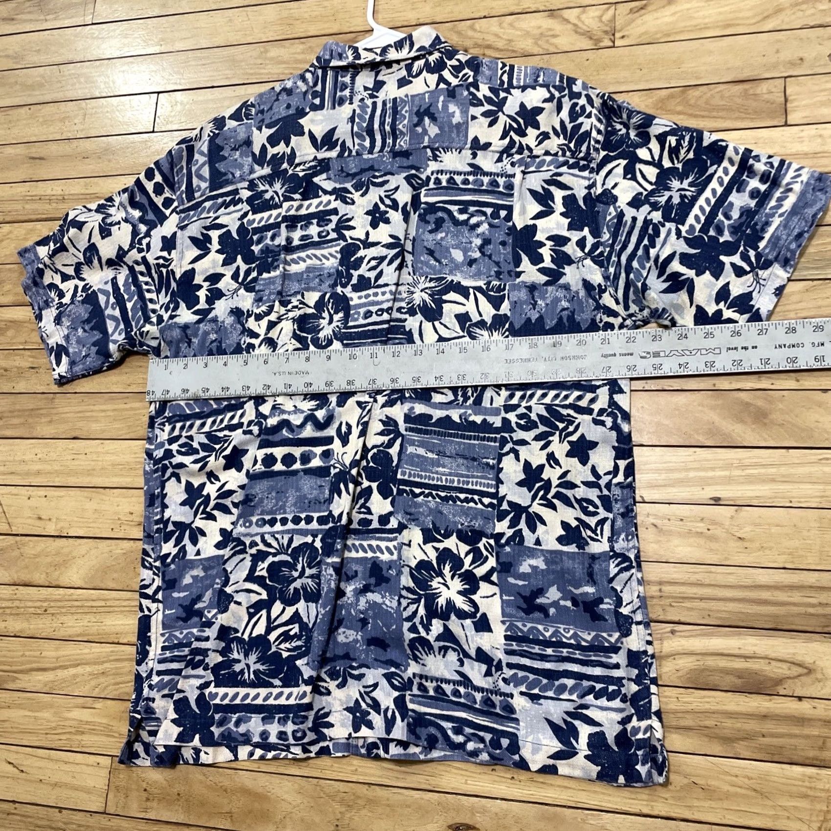 ALOHAS Blueprint Vtg 90s Shirt Men's L Blue Hawaiian Aloha Floral Madras Cotton Shirt Size US L / EU 52-54 / 3 - 6 Thumbnail