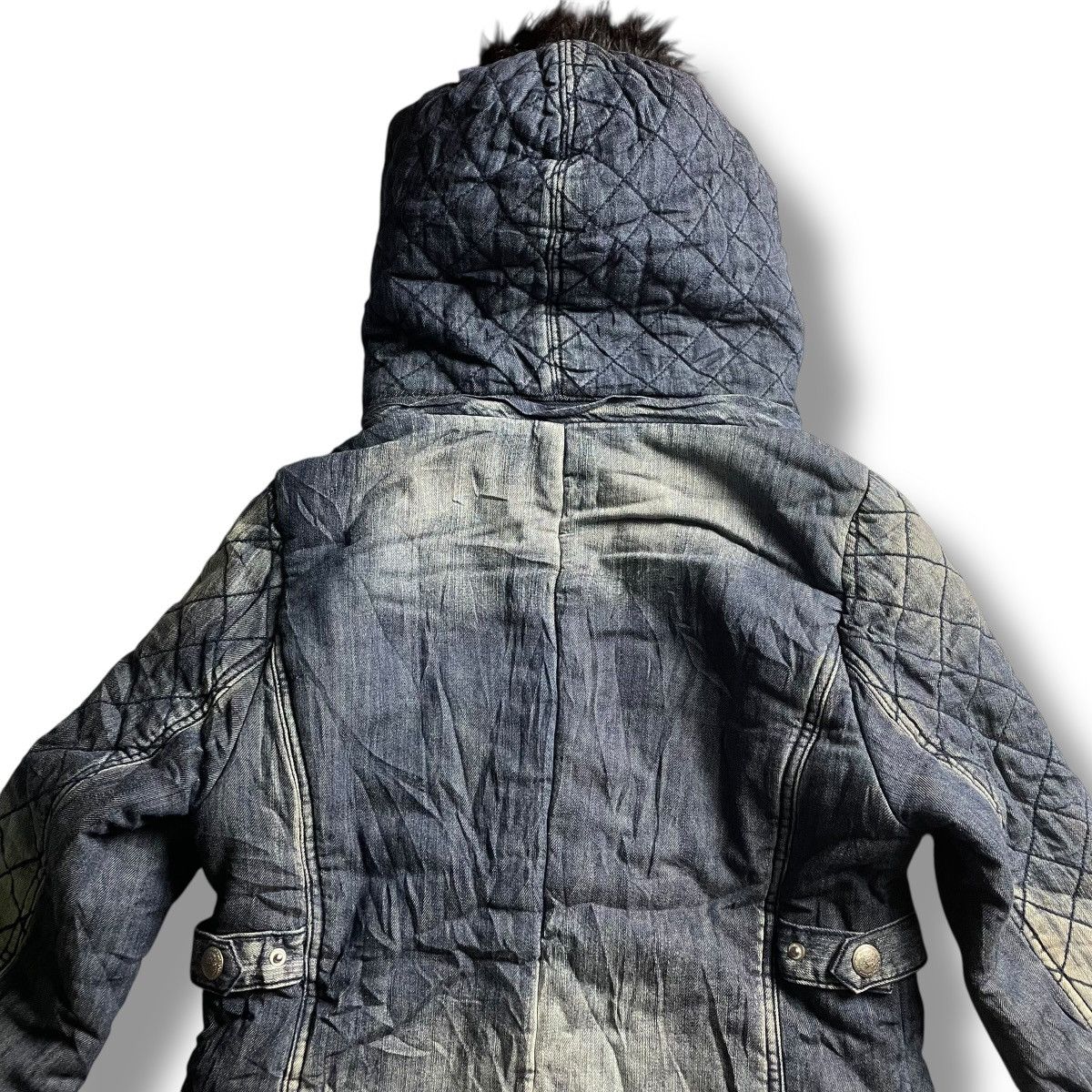 If Six Was Nine × Japanese Brand × Le Grande Bleu (L.G.B.) 🇯🇵 BACKS BUTTON UP FULL ZIP FUR HOODIE DENIM JACKET Size M / US 6-8 / IT 42-44 - 13 Thumbnail