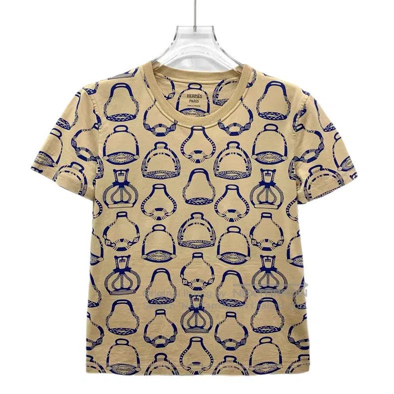 Hermes Hermes Ginger Yellow Pattern Printed Cotton Crewneck Short Size XS / US 0-2 / IT 36-38 - 1 Thumbnail