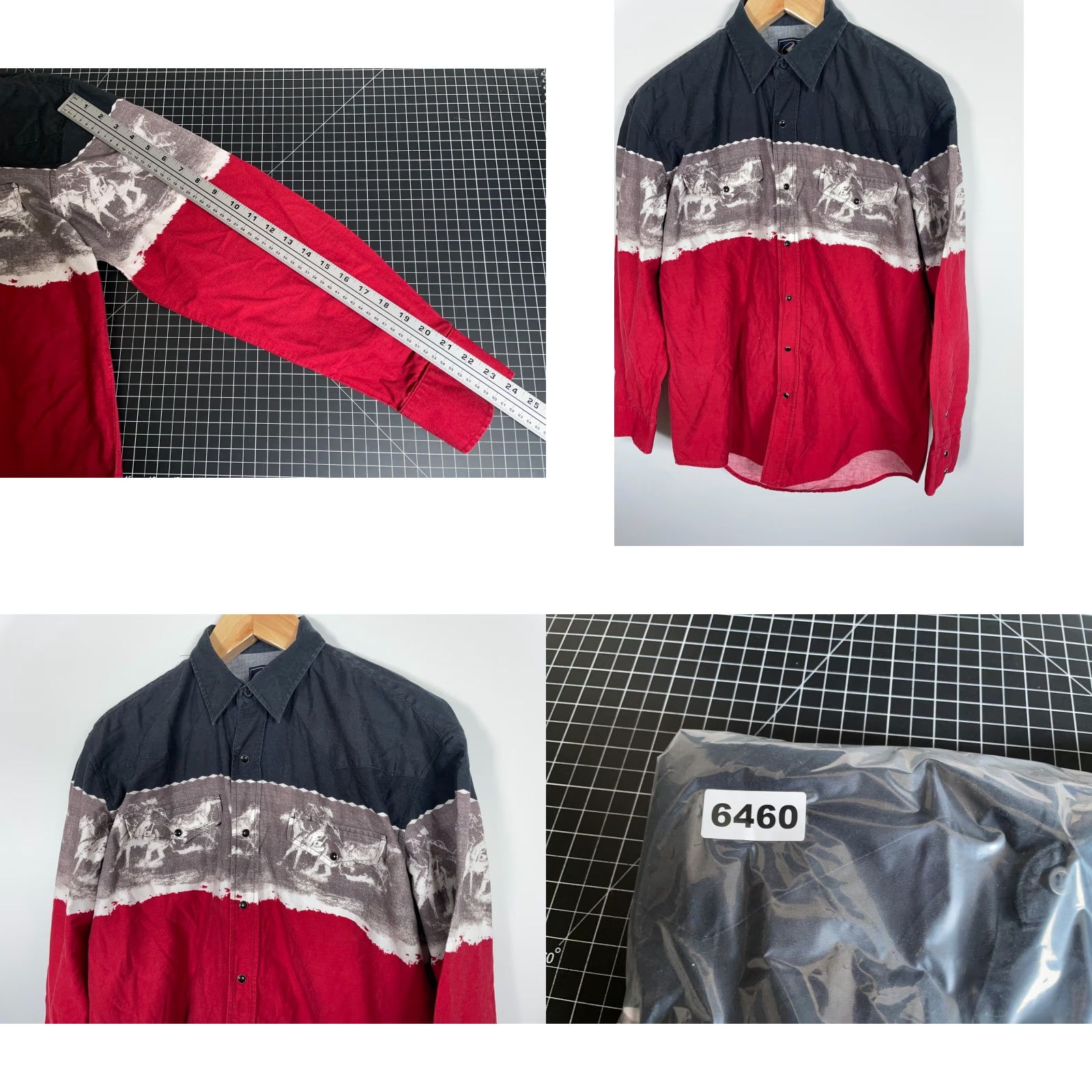 Roper Roper Shirt Men's Large Red Black Western Horse Motif Long Sleeve Button-Up 90s Size US L / EU 52-54 / 3 - 8 Thumbnail