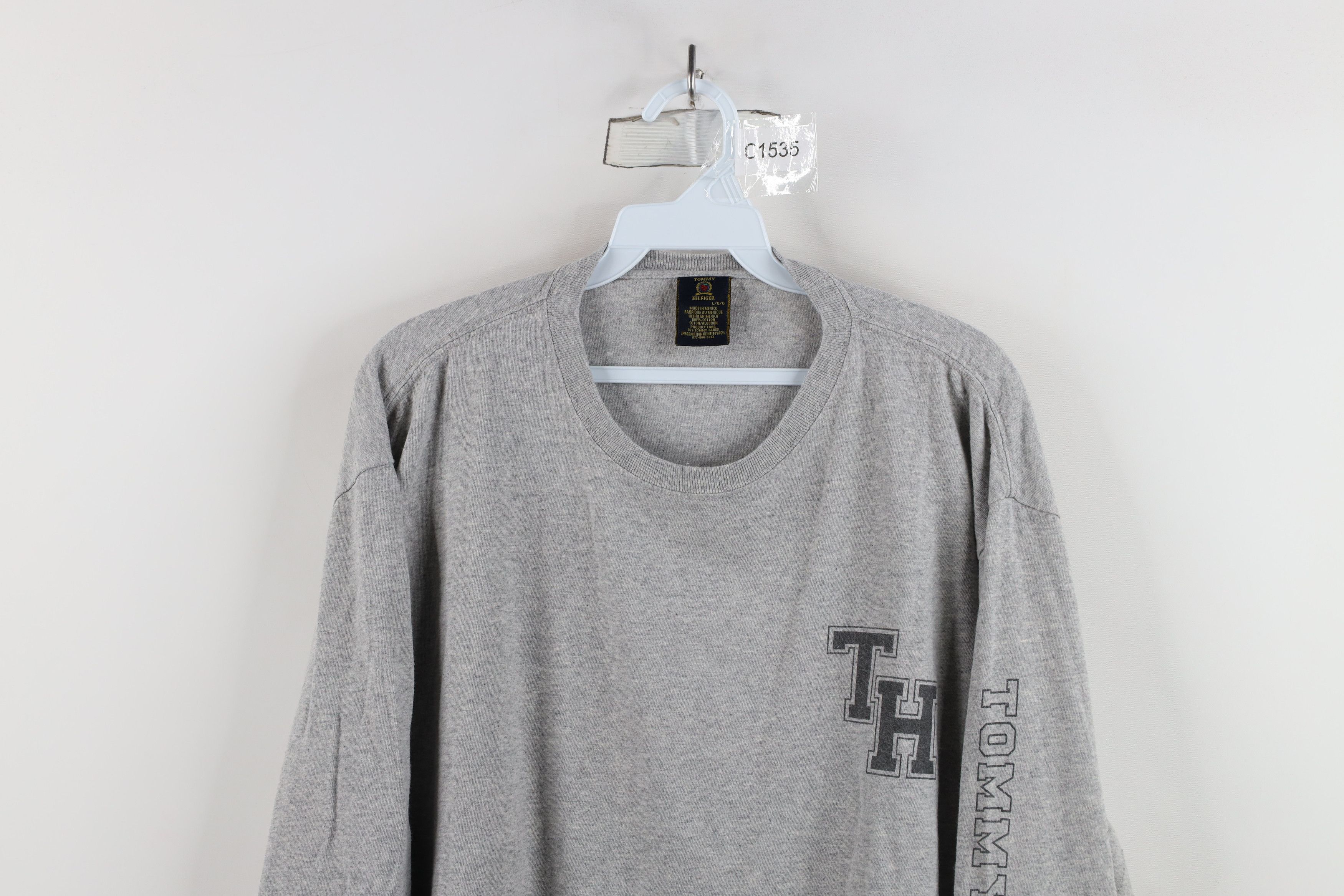 Tommy Hilfiger × Vintage Vintage 90s Tommy Hilfiger Spell Long Sleeve T-Shirt Gray Size US L / EU 52-54 / 3 - 2 Thumbnail
