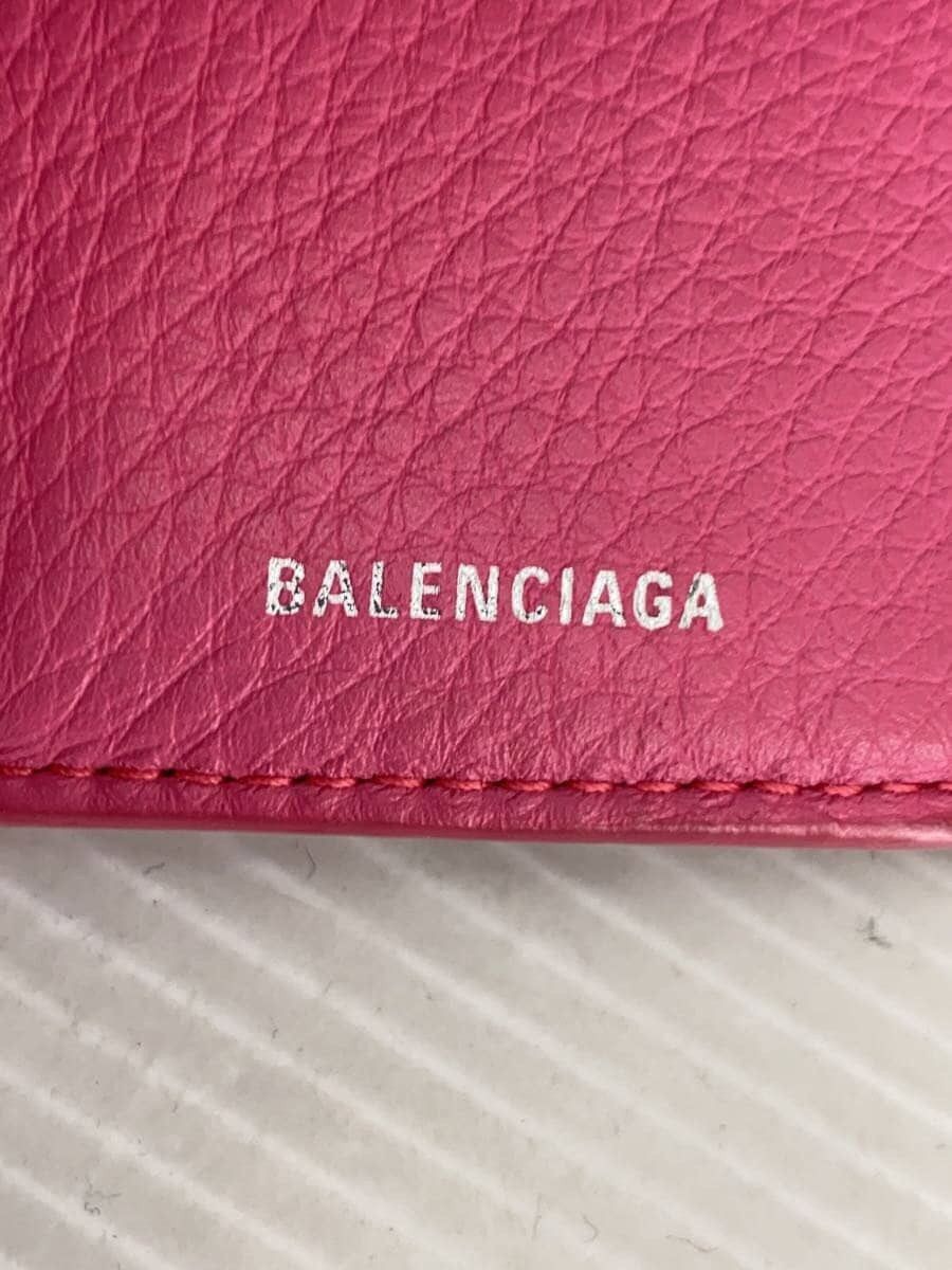 Balenciaga Balenciaga Paper Leather Mini Wallet Tri-Fold Pink Size ONE SIZE - 3 Thumbnail