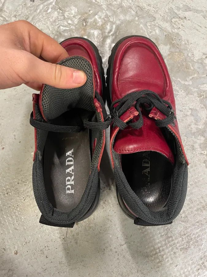 Prada SS1999 Prada Red Vibram Leather Shoes Size US 8 / IT 38 - 9 Thumbnail