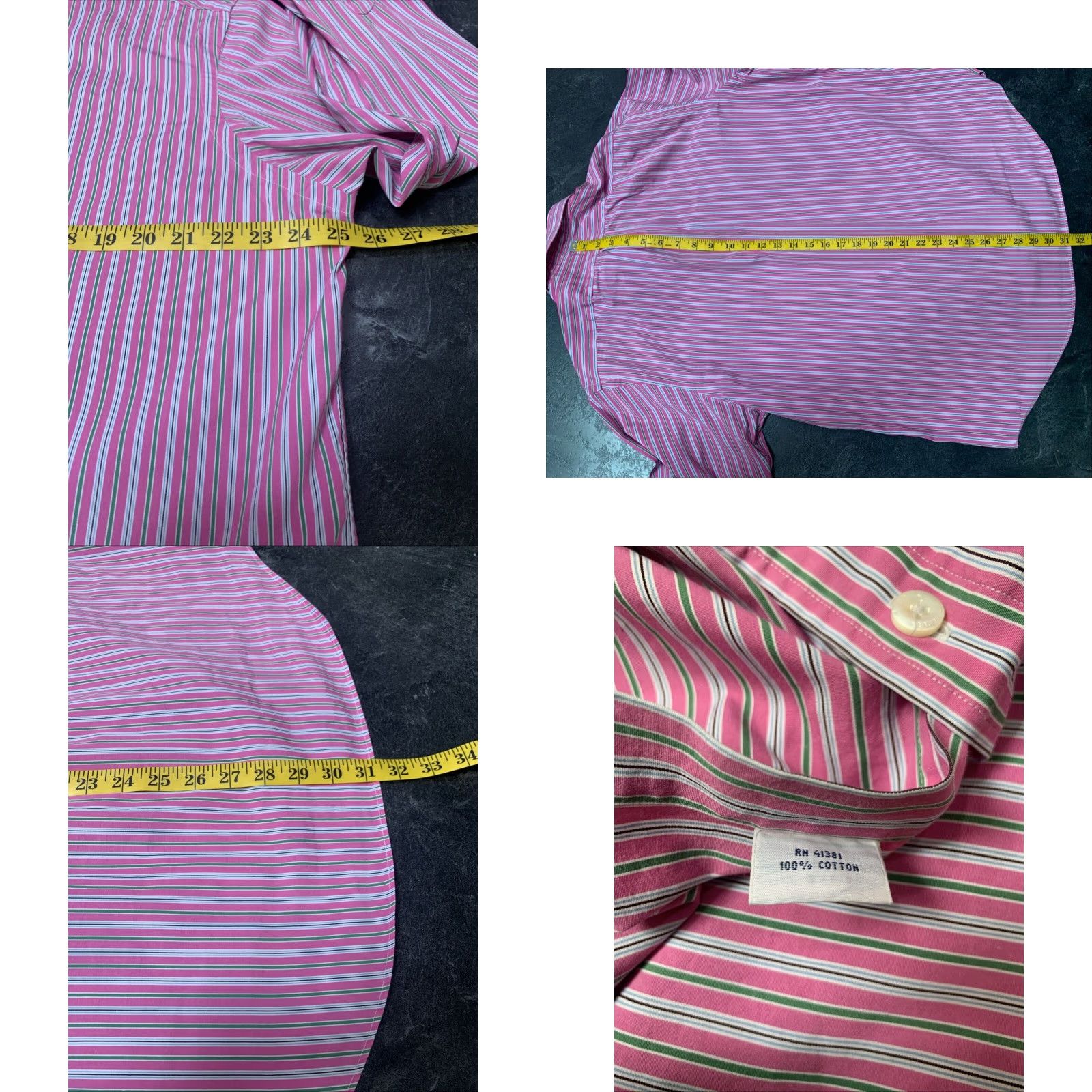Ralph Lauren Ralph Lauren Long Sleeve Button Down Shirt Pink Green Striped Cotton Embroidered Polo Horse Mens L Size US L / EU 52-54 / 3 - 8 Thumbnail