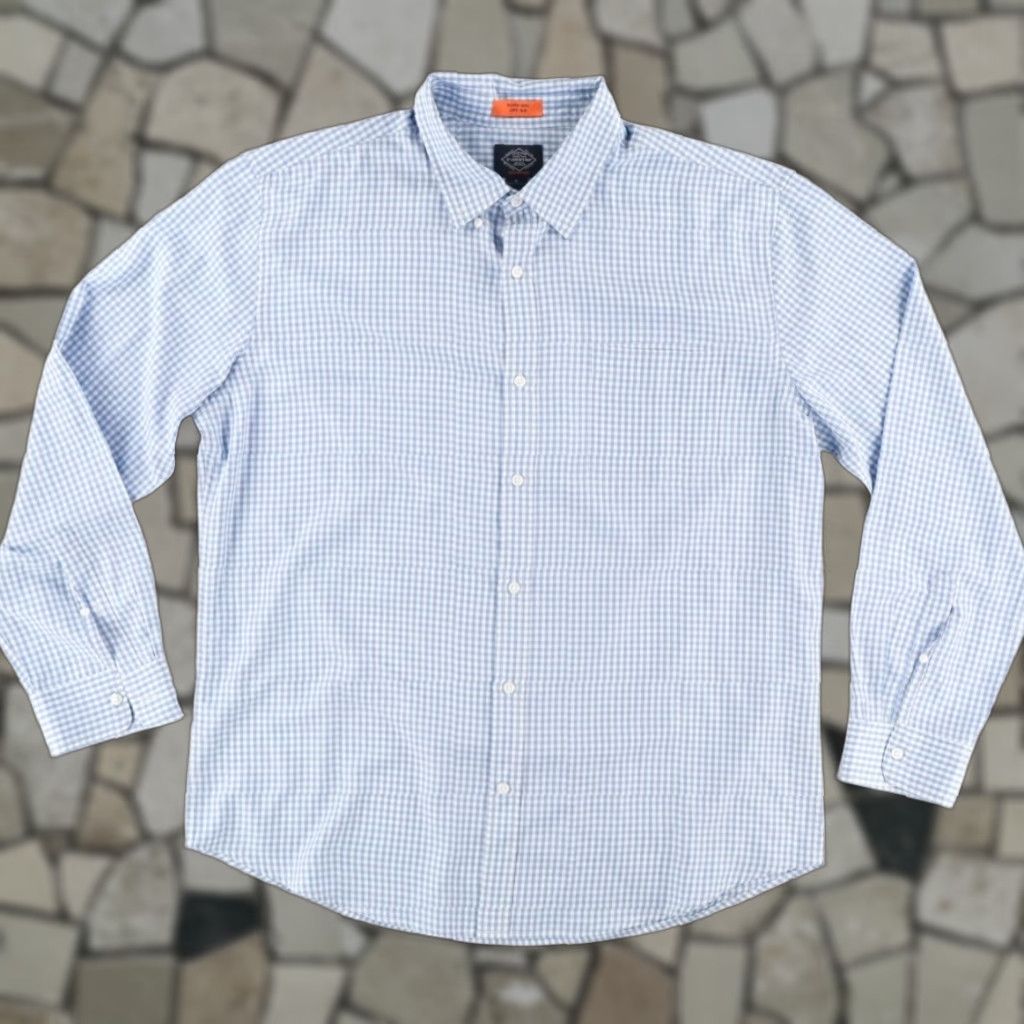 Vintage St. Johns Bay Performance Check Button Down Shirt Blue Men's XL Shirt Size US XL / EU 56 / 4 - 1 Thumbnail