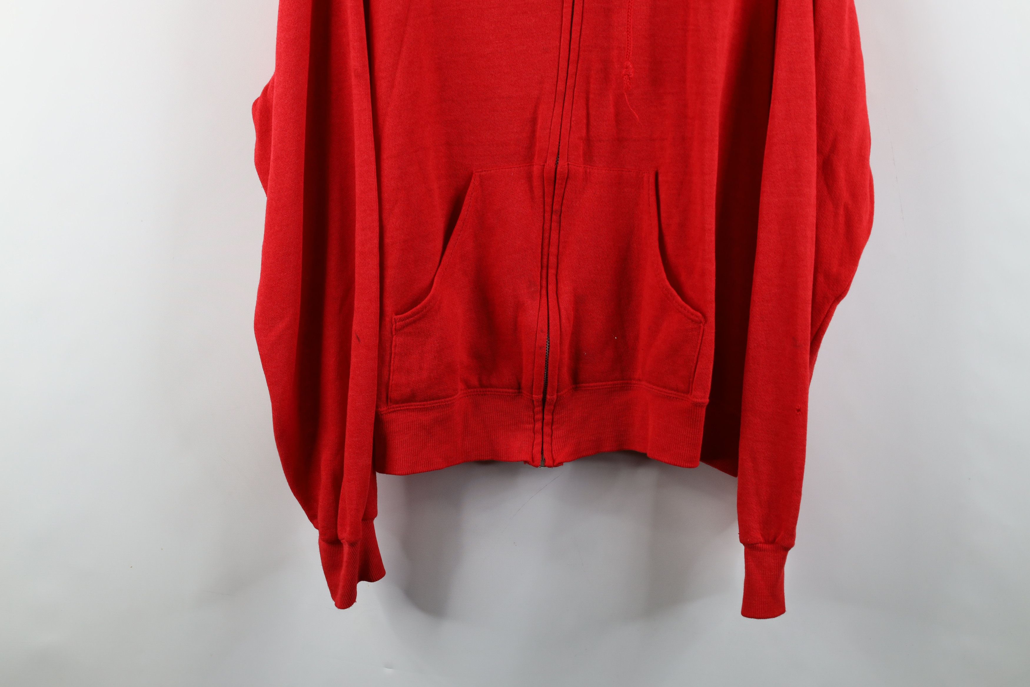 Vintage Vintage 70s Streetwear Blank Thin Full Zip Hoodie Red USA Size US XL / EU 56 / 4 - 3 Thumbnail
