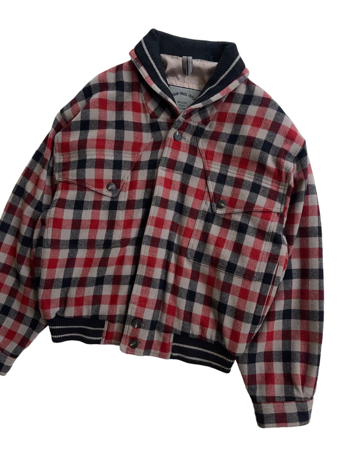 Japanese Brand Jean Paul Isola Red Plaid Bomber Jacket Size US L / EU 52-54 / 3 - 9 Thumbnail