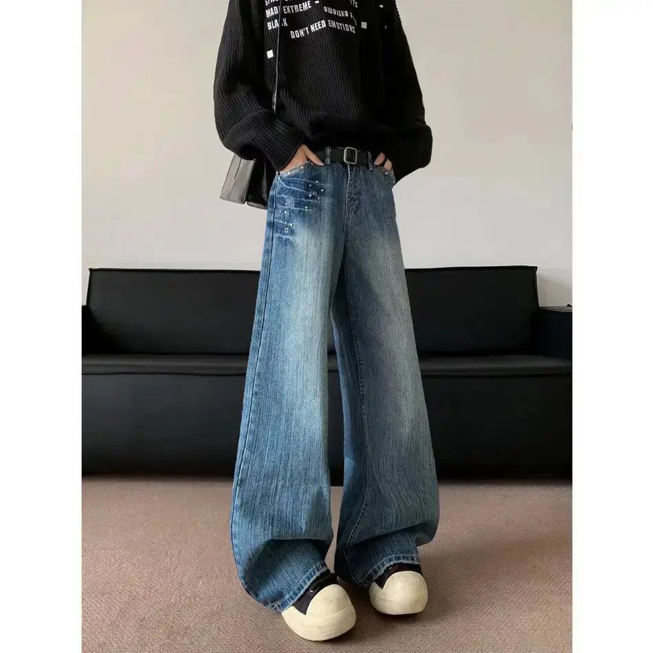 Japanese Brand Retro loose straight leg wide leg jeans Size US 32 / EU 48 - 3 Thumbnail