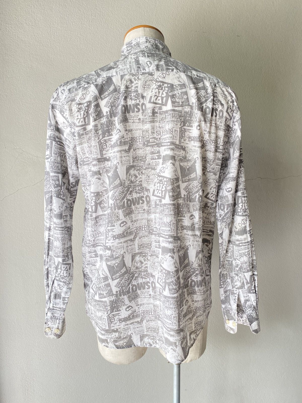 Japanese Brand Splendid satisfaction Gray Newspaper Print Button-Up Shirt Size US M / EU 48-50 / 2 - 7 Thumbnail