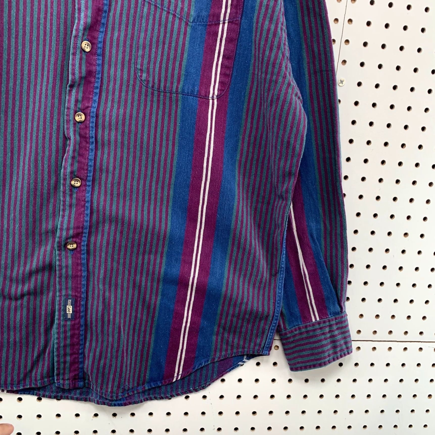 Lee VINTAGE Lee Button Shirt Mens M Purple Blue Striped Long Sleeve Shirt Button-Up Casual Cowboy Western Mens Clothing Size US M / EU 48-50 / 2 - 6 Thumbnail