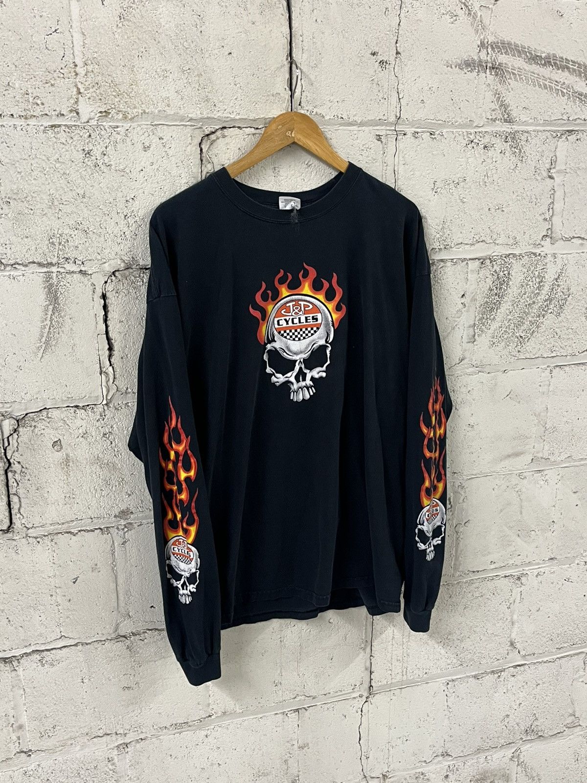 Harley Davidson Vintage flame longsleeve harley style rare grunge skater Size US XXL / EU 58 / 5 - 1 Thumbnail