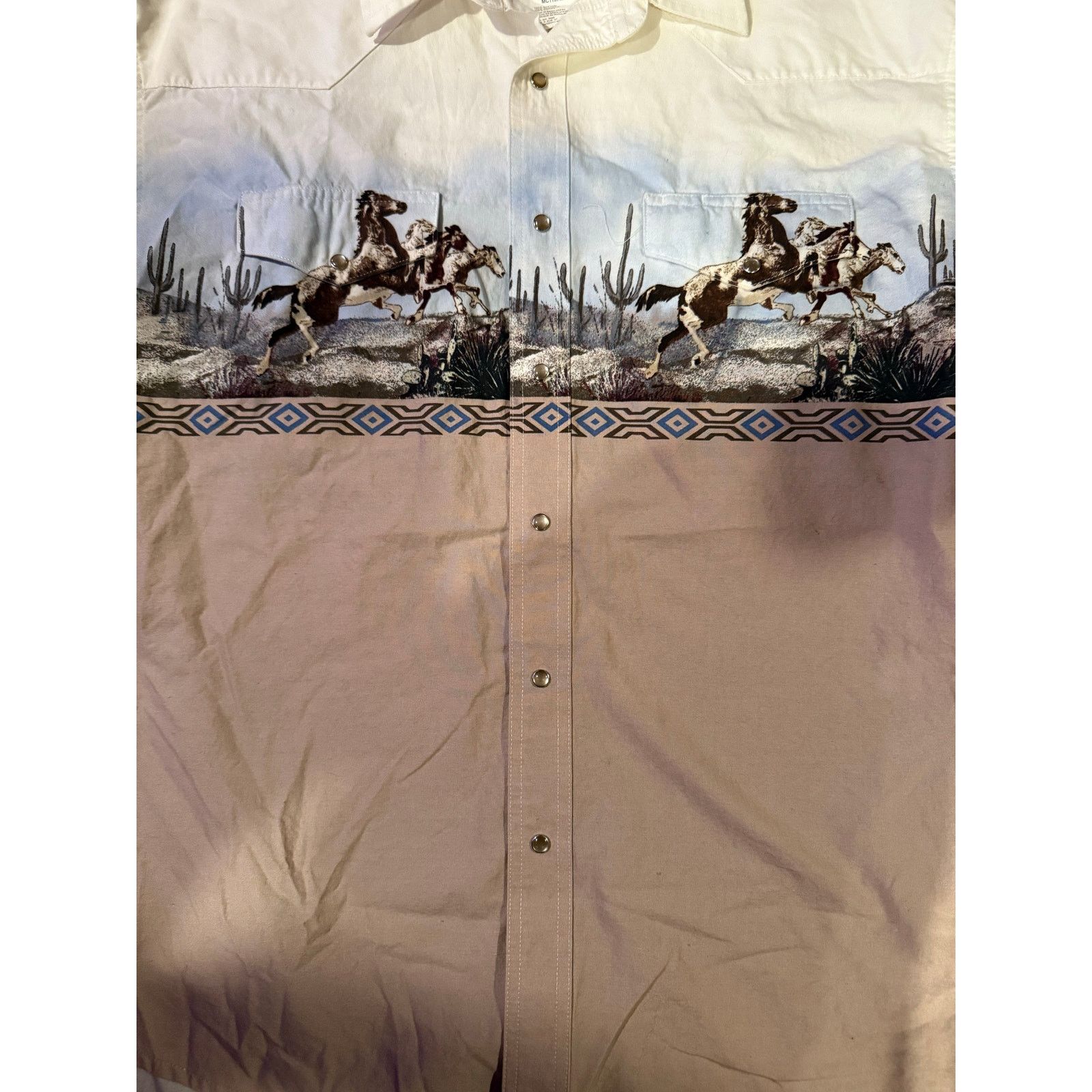 Wrangler Wrangler Western Horses Print Snap Button Shirt Size US XL / EU 56 / 4 - 4 Thumbnail