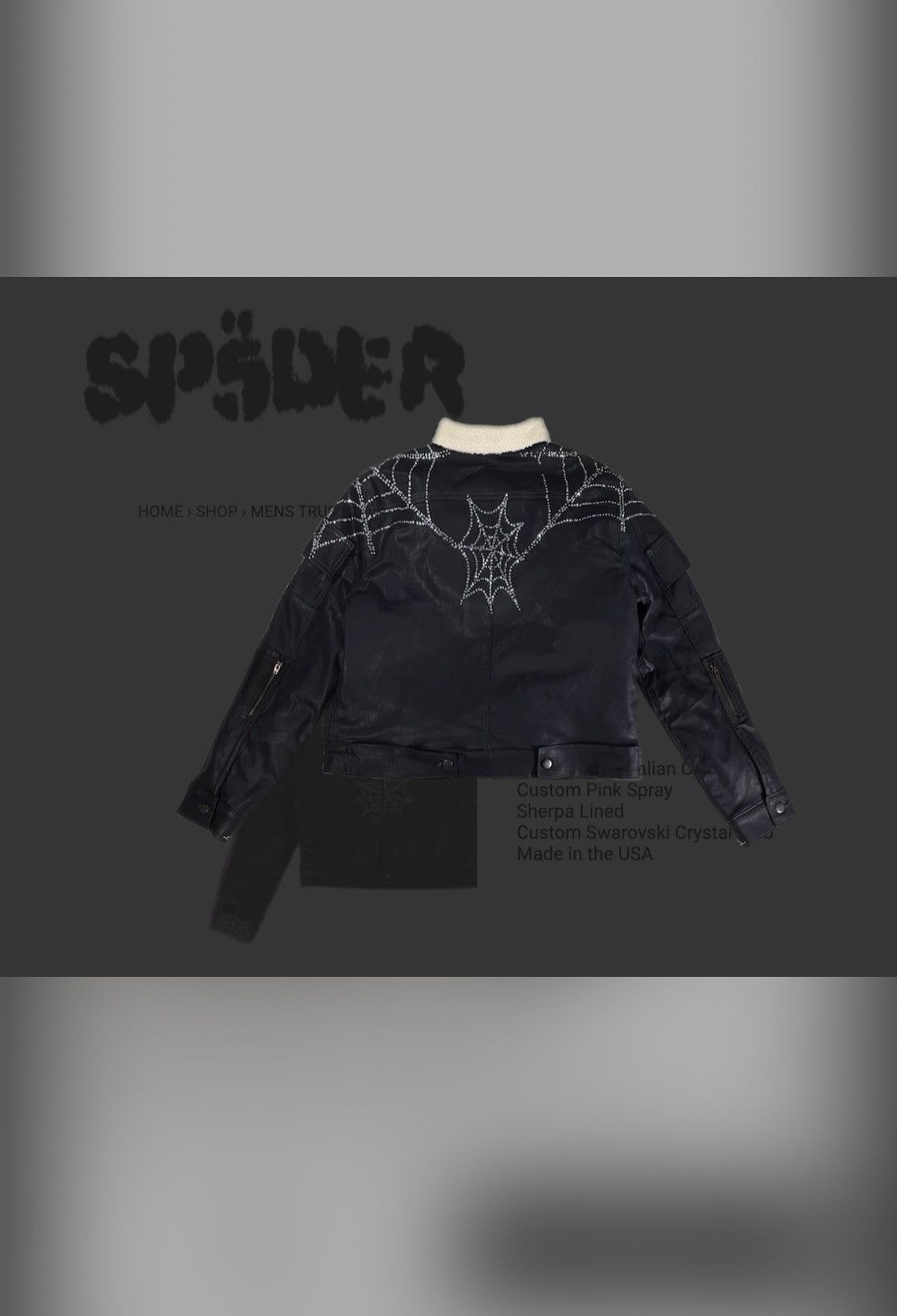 Sp5der Black waxed Denim Sherpa Lined Trucker Jacket Size US M / EU 48-50 / 2 - 4 Thumbnail