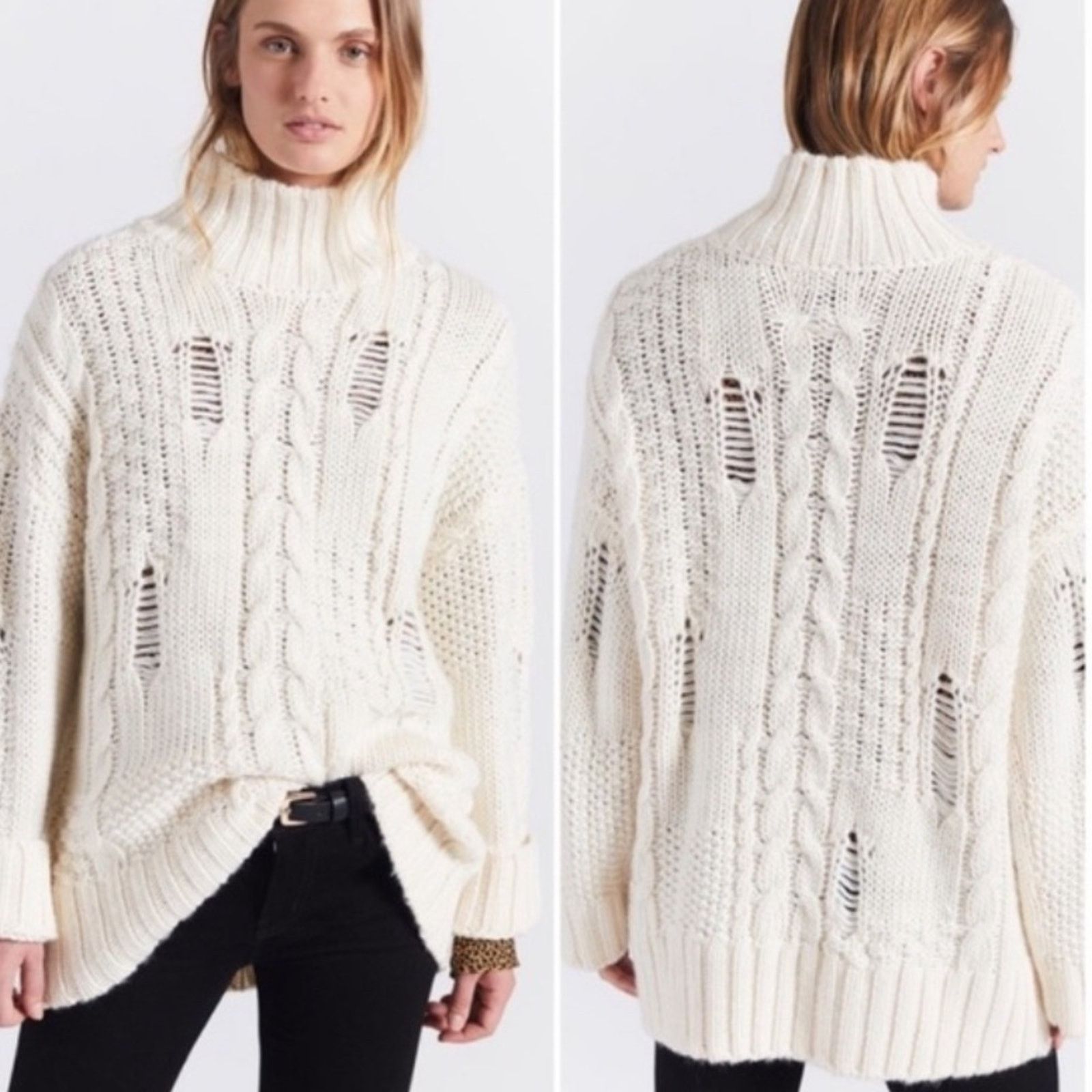 Current/Elliot NWT $330 Current/Elliott The Vin Cable Knit Sweater 0 XS Size XS / US 0-2 / IT 36-38 - 2 Thumbnail