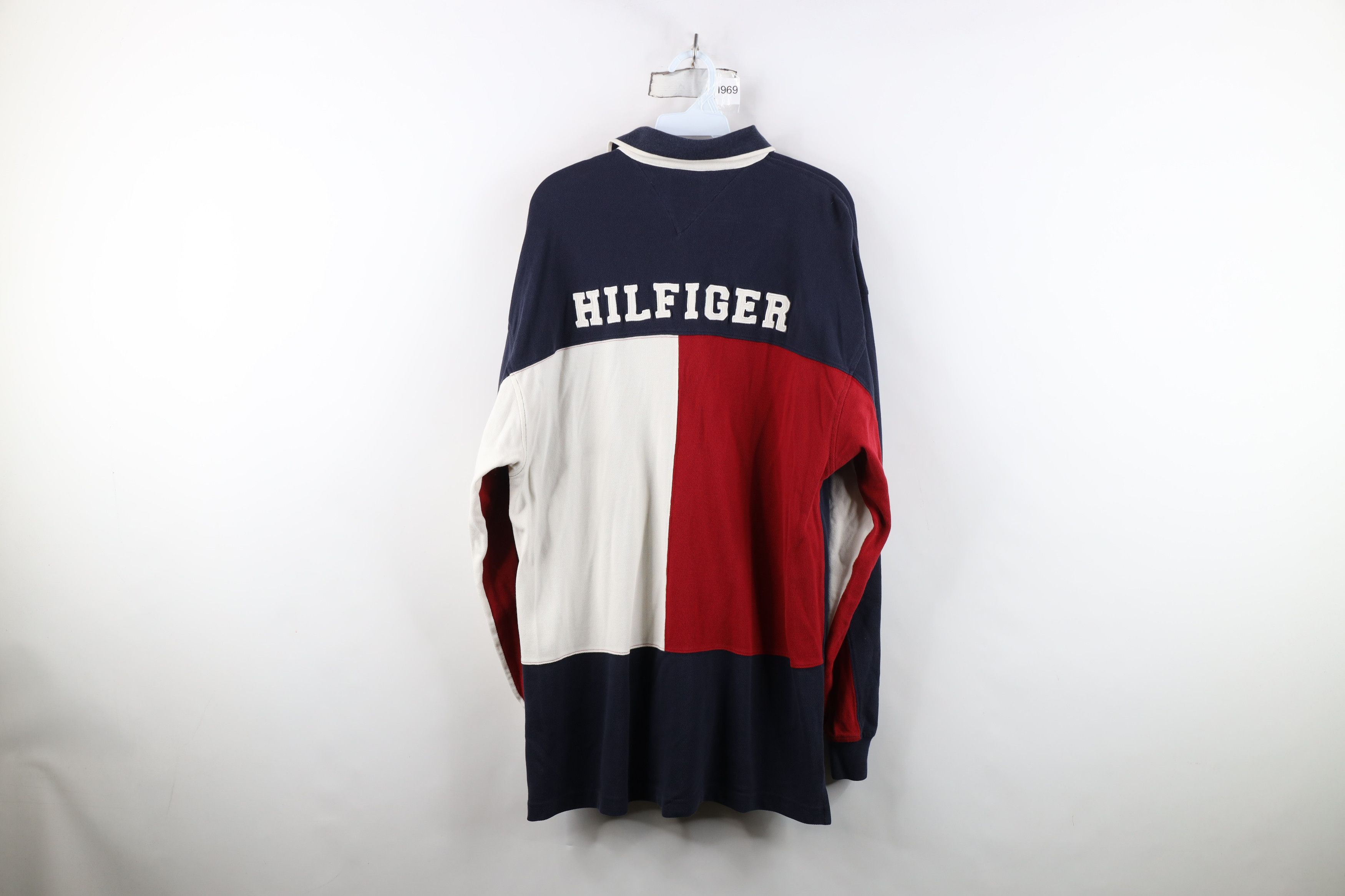 Tommy Hilfiger Vintage 90s Tommy Hilfiger Big Logo Long Sleeve Rugby Polo Size US L / EU 52-54 / 3 - 1 Thumbnail