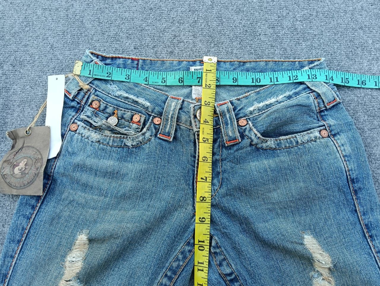 True Religion Distressed True Religion Women's Super Flare Jeans USA made. Size 28" / US 6 / IT 42 - 7 Thumbnail