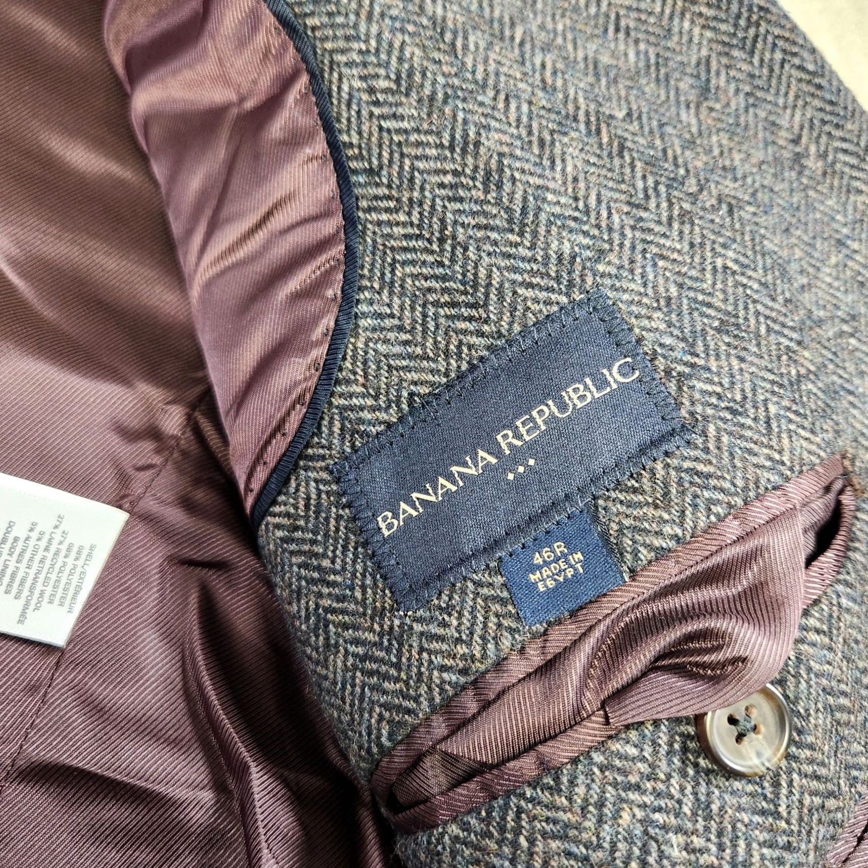 Banana Republic Banana Republic Blazer Men 46R Herringbone Tweed Peak Lapel Two-Button Jacket Suits Wool Polyester Regular Multicolor 2 Piece NEW Mens Size 46R - 4 Thumbnail