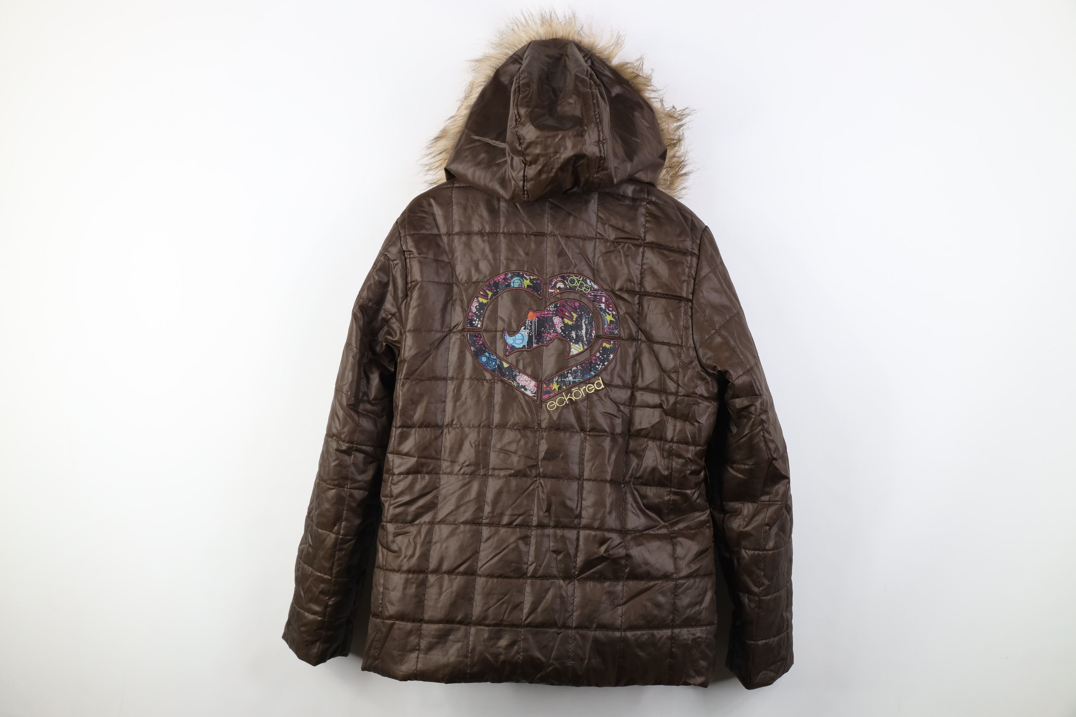 Vintage Vintage Y2K Ecko Faux Fur Trim Quilted Hooded Puffer Jacket Size L / US 10 / IT 46 - 14 Thumbnail