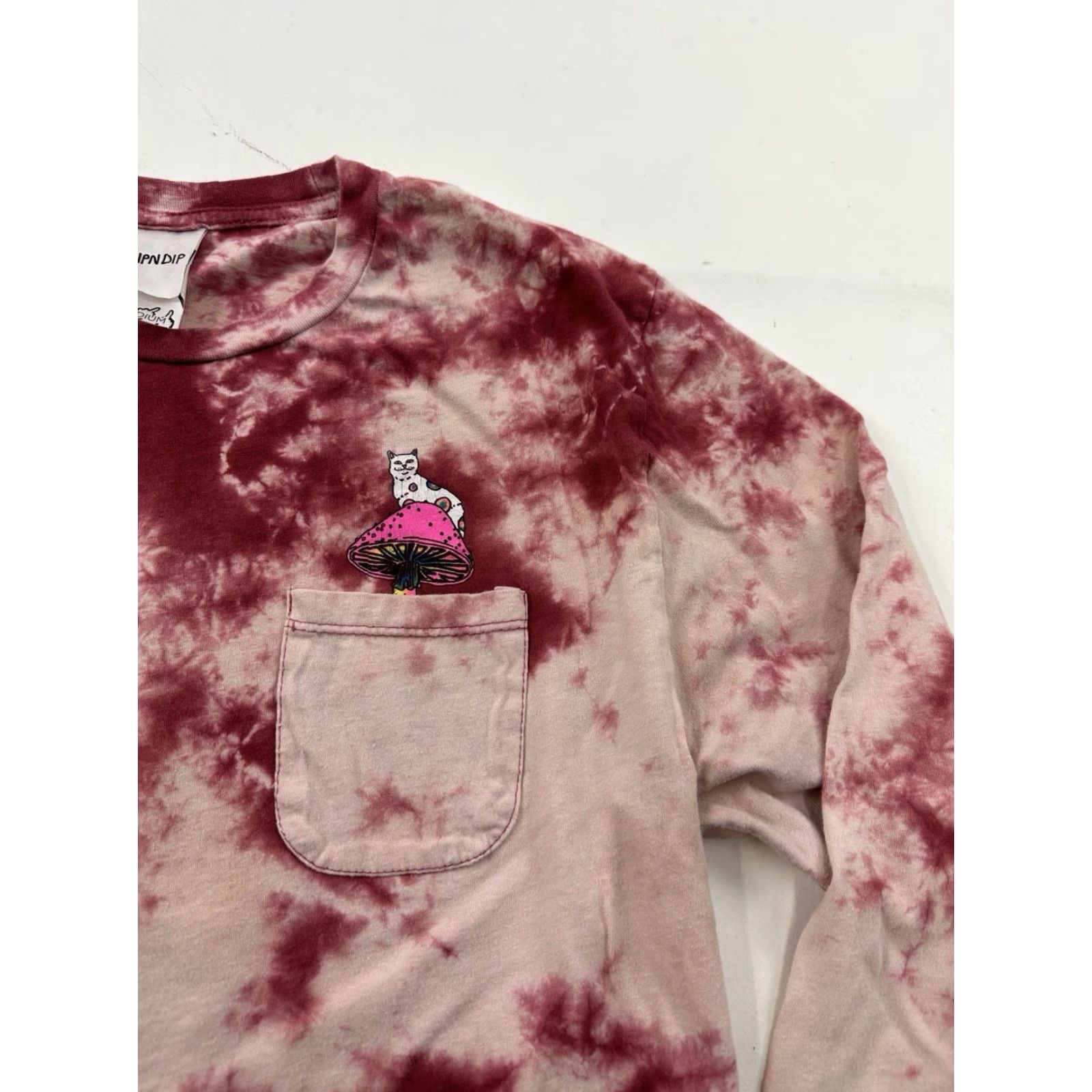 RIPNDIP RipNDip Shirt Mens Medium Tie-Dye Pocket Cat Long Sleeve Psychedelic Mushrooms Size US M / EU 48-50 / 2 - 2 Thumbnail