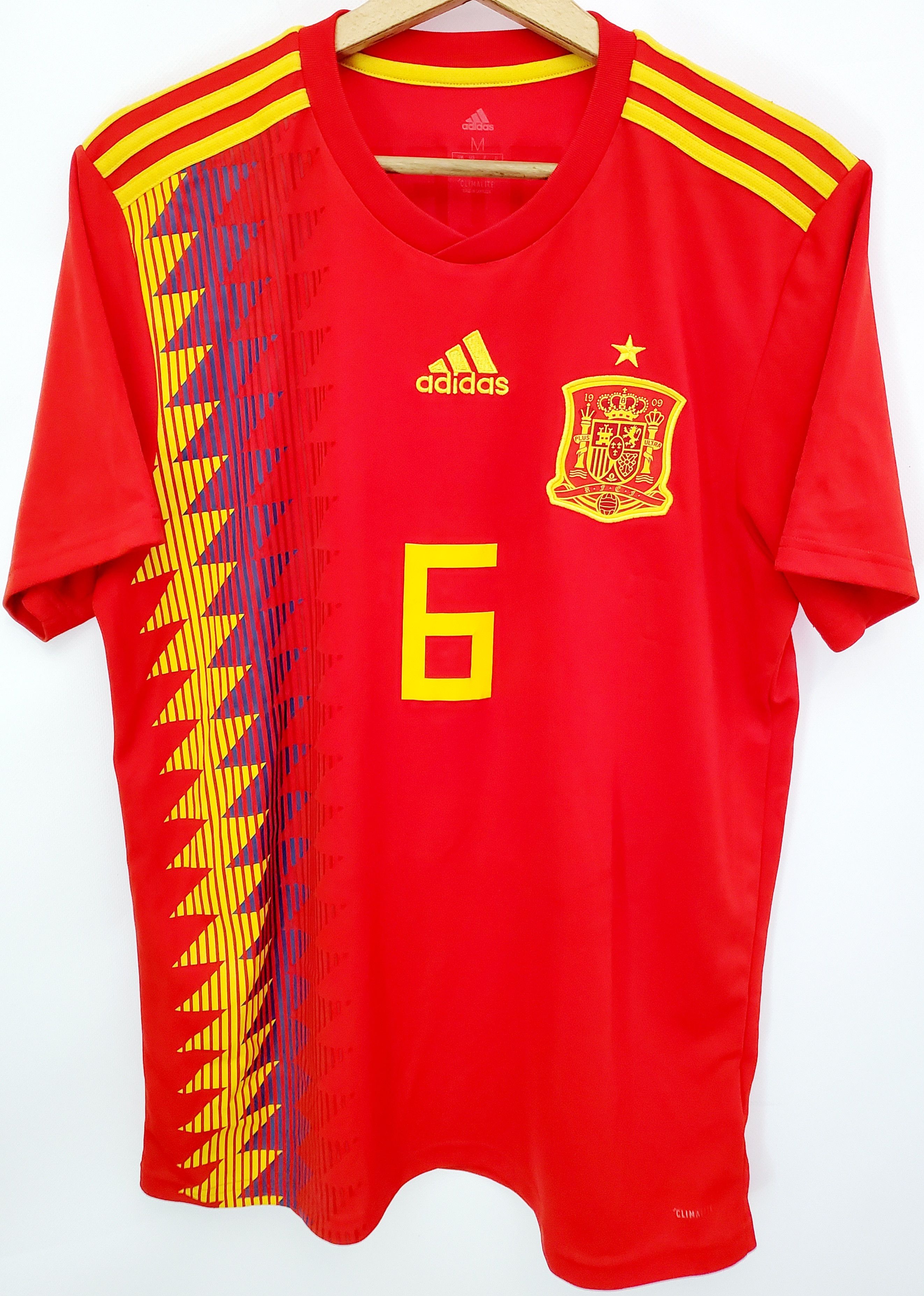 Adidas Spain World Cup 2018 Home soccer Jersey #6 A. Iniesta size M Size US M / EU 48-50 / 2 - 1 Thumbnail