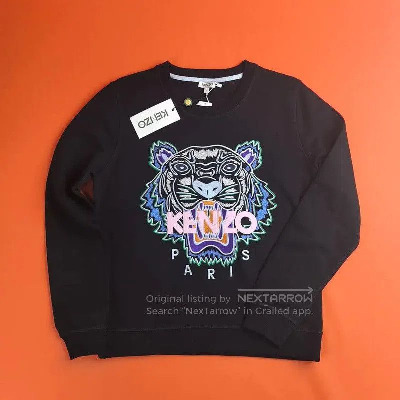 Kenzo KENZO Black Cotton Embroidered Sweatshirt for Women . Size L / US 10 / IT 46 - 1 Thumbnail