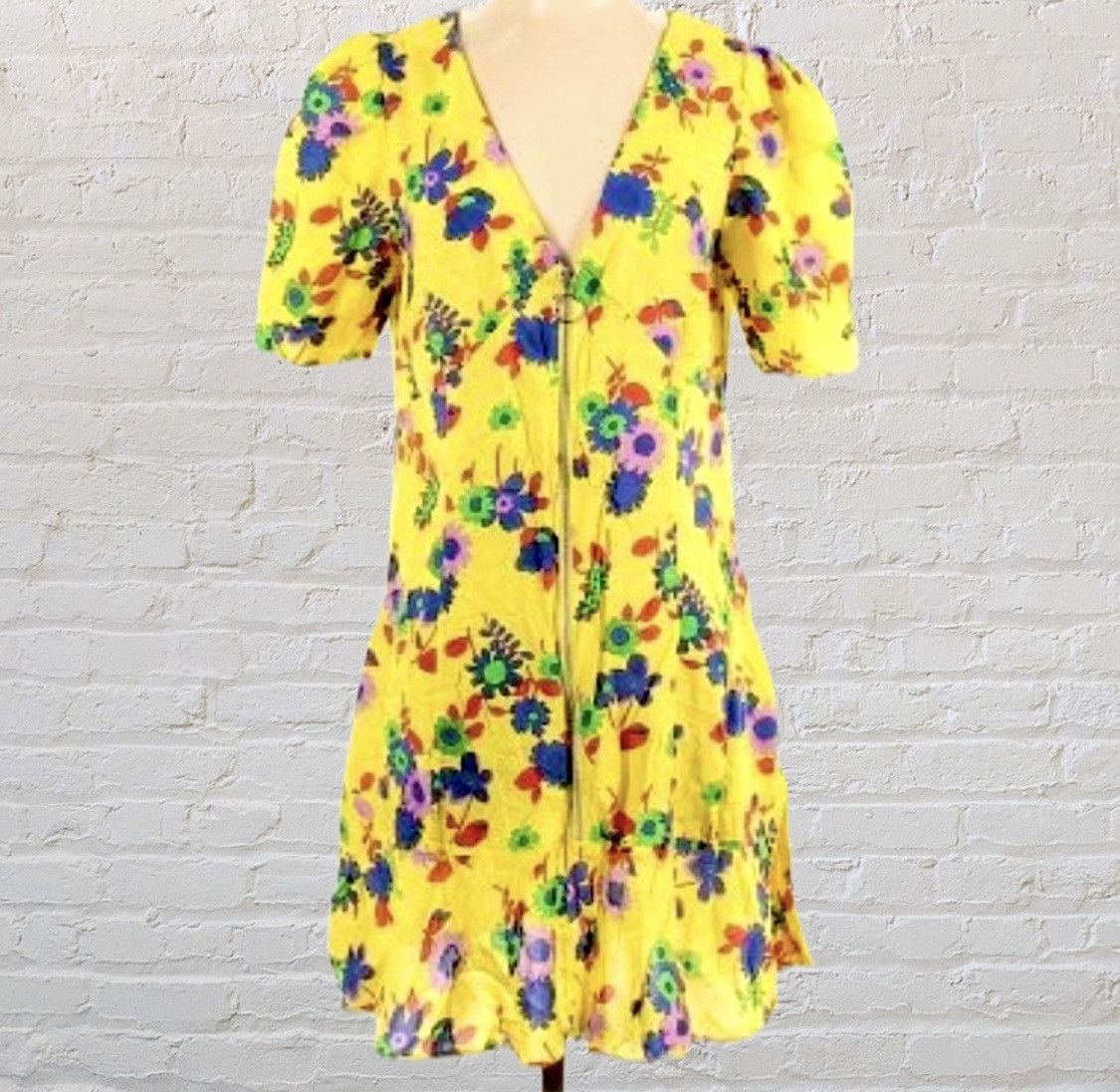Asos ASOS FLORAL PRINT RUCHED FRONT ZIP UP MINI DRESS Size M / US 6-8 / IT 42-44 - 1 Thumbnail