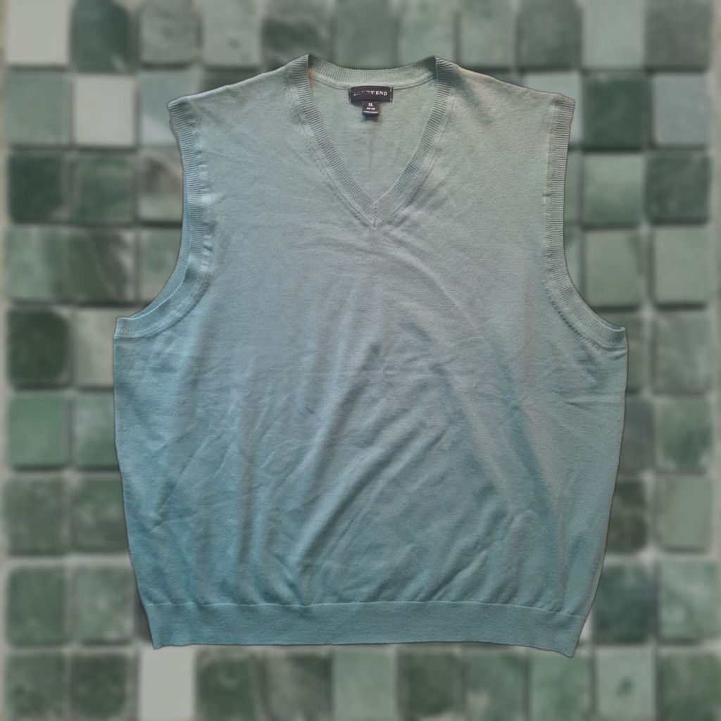 Lands' End Lands' End Sweater Vest Mens XL V-Neck Mint Green Pullover Knit Casual Golf Walking Size US XL / EU 56 / 4 - 1 Thumbnail