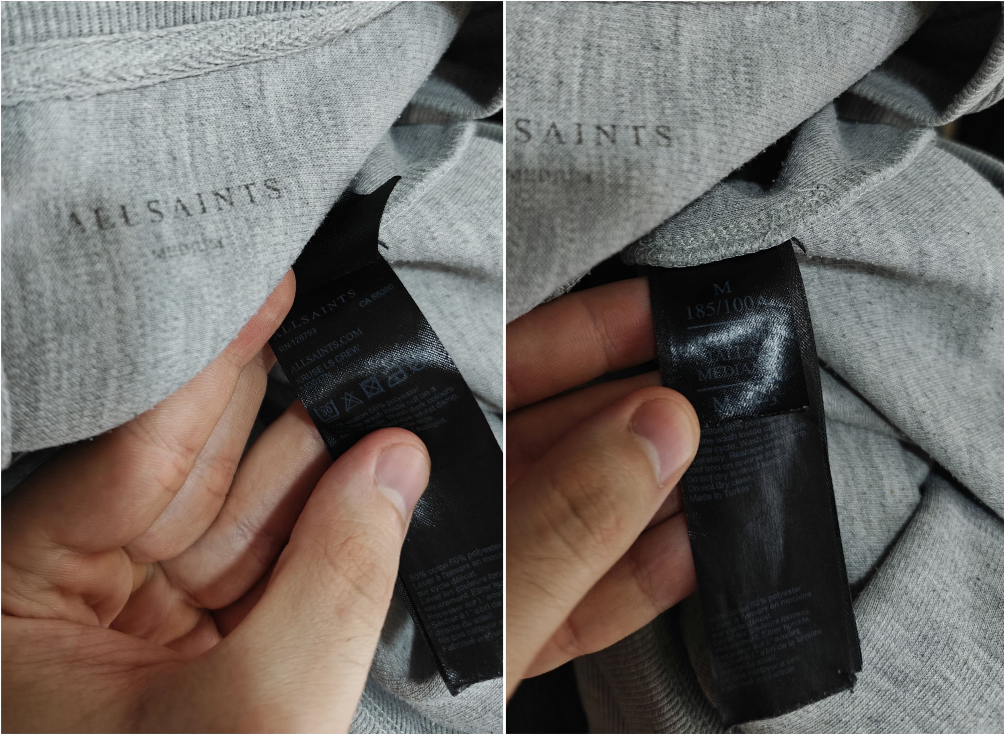 Allsaints Allsaints Sweatshirt Kruse LS Crew Pullover Gray size M Size US M / EU 48-50 / 2 - 9 Thumbnail