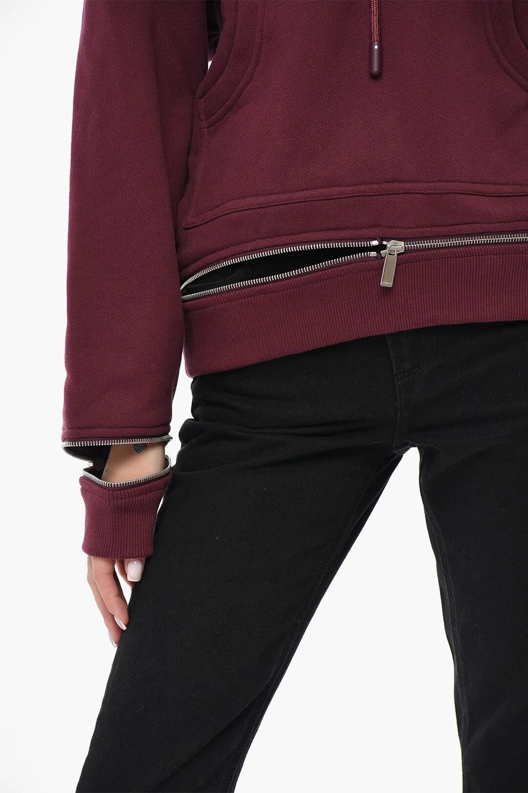 Off-White og1mm0426 Brushed Cotton Hoodie in Burgundy Size XS / US 0-2 / IT 36-38 - 4 Thumbnail