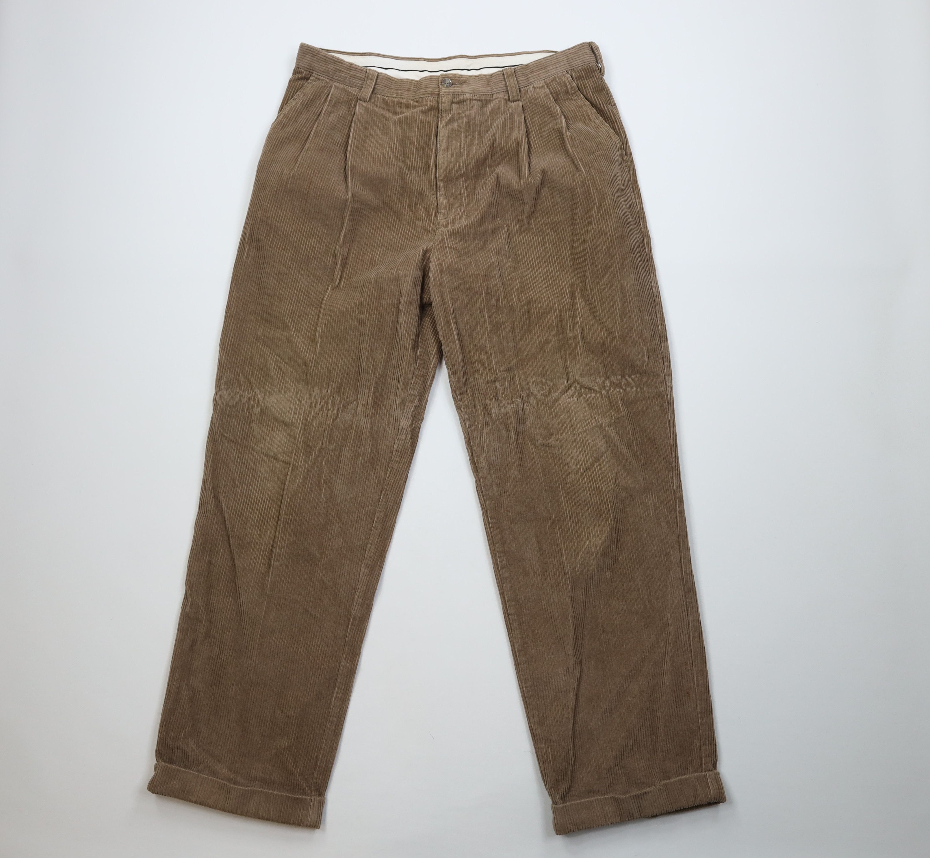 Vintage Vintage 90s Streetwear Pleated Wide Leg Corduroy Chino Pants Size US 36 / EU 52 - 1 Thumbnail