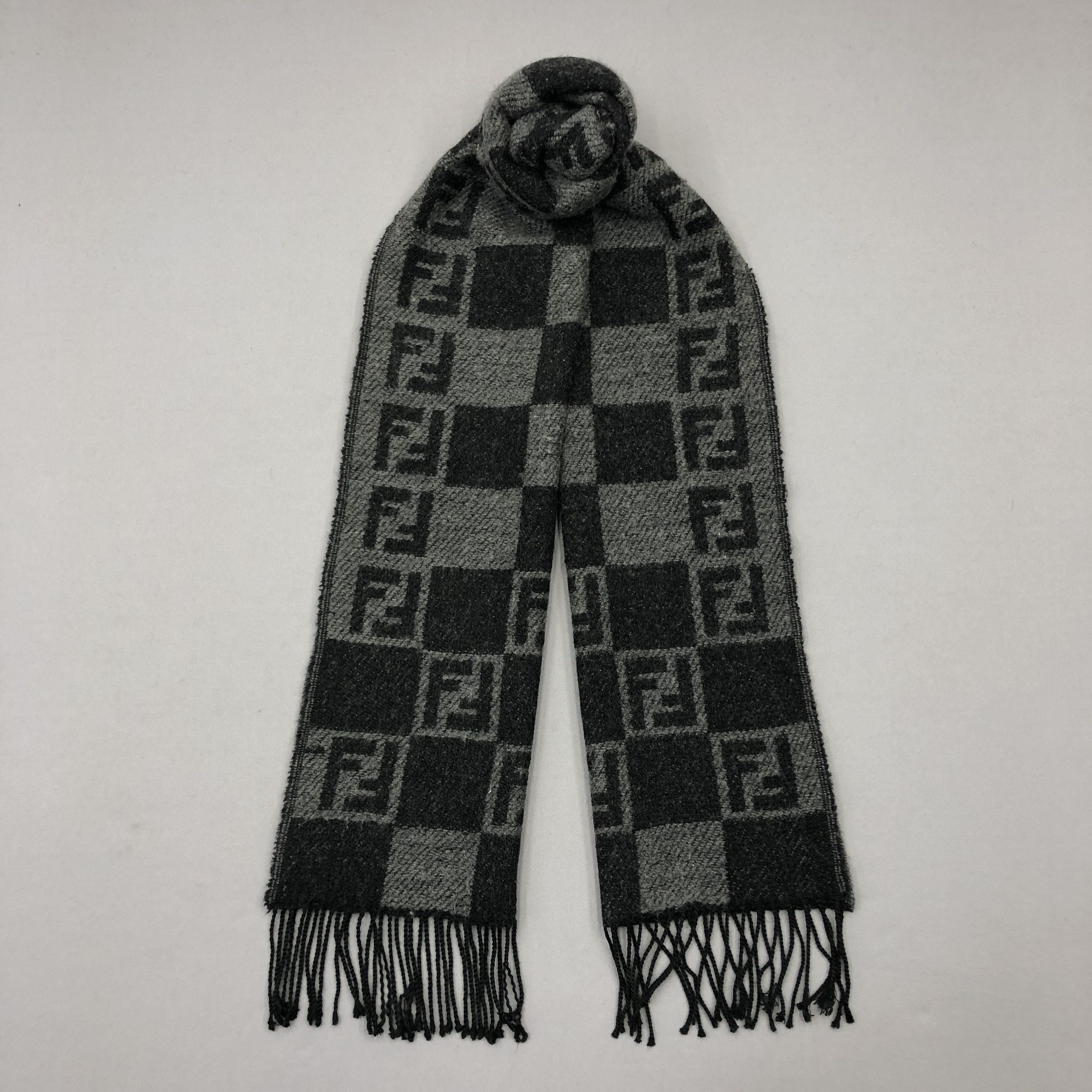 Vintage Fendi Scarf Fendi Zucca FF Monogram Wool Scarves
