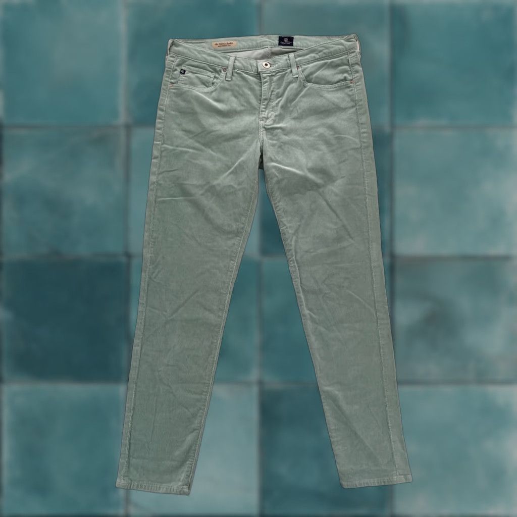 Vintage AG Adriano Goldschmied Stevie Ankle Pant Women's 30 Green Corduroy Slim Straight Pants Size 30" / US 8 / IT 44 - 1 Thumbnail