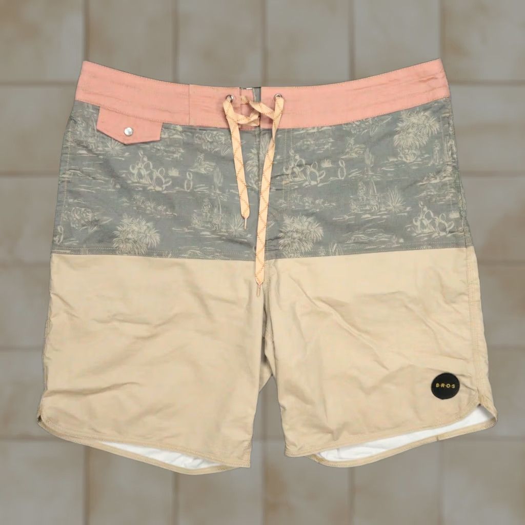 Howler Brothers Howler Brothers Shorts Men 35 Tan Beige Colorblock Pockets Stretch Board Swim Bottoms 35 Mens Size US 35 - 1 Thumbnail