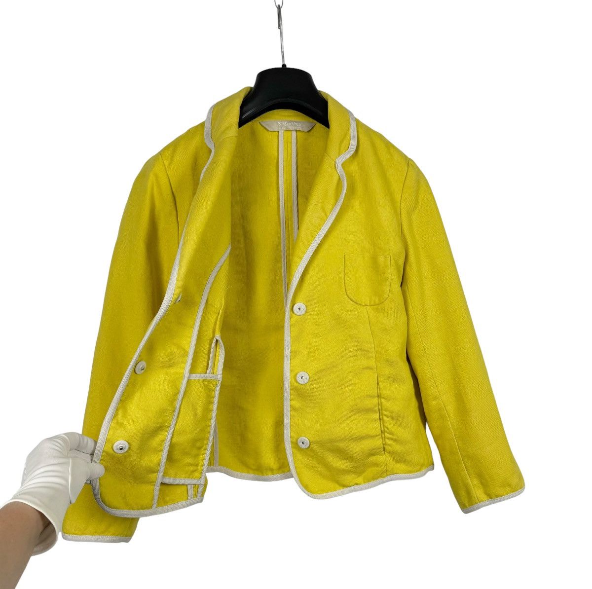 Max Mara Max Mara Linen Yellow Blazer Jacket size US12 IT46 Size XL / US 12-14 / IT 48-50 - 12 Thumbnail