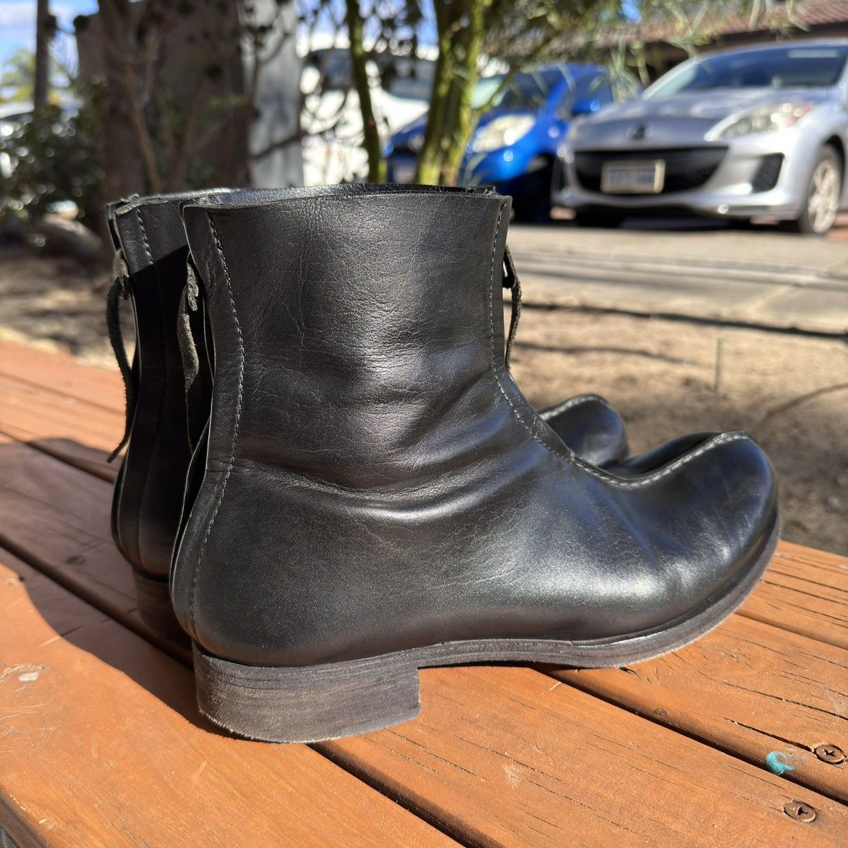 Ma+ M.a+ black leather double-zip boots, fits Size 42.5 Size US 9 / EU 42 - 5 Thumbnail