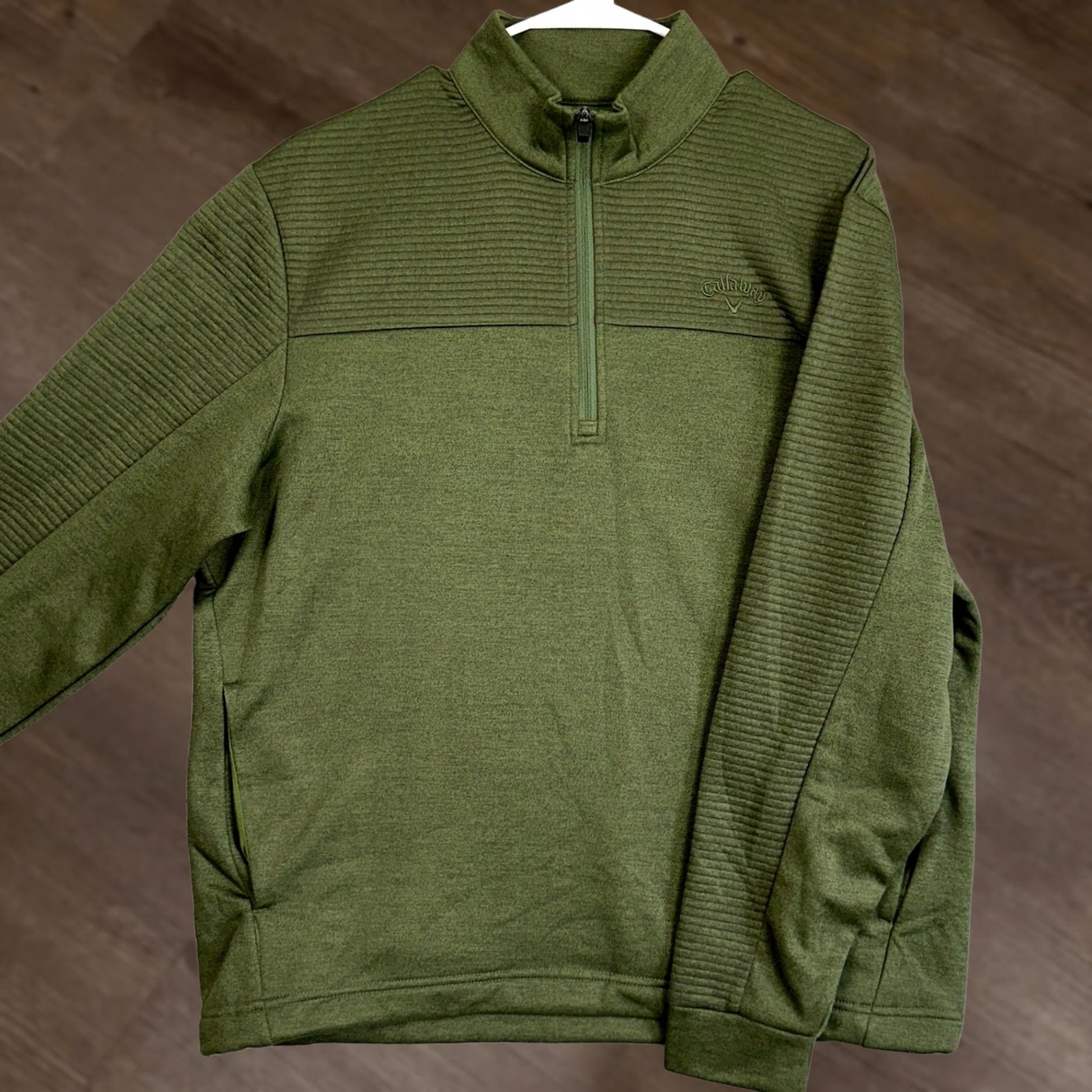 Callaway Callaway Golf Sweatshirt Mens M Green 1/4 Zip Fleece Lined Pullover Mock Neck Pocketed EUC Size US M / EU 48-50 / 2 - 1 Thumbnail