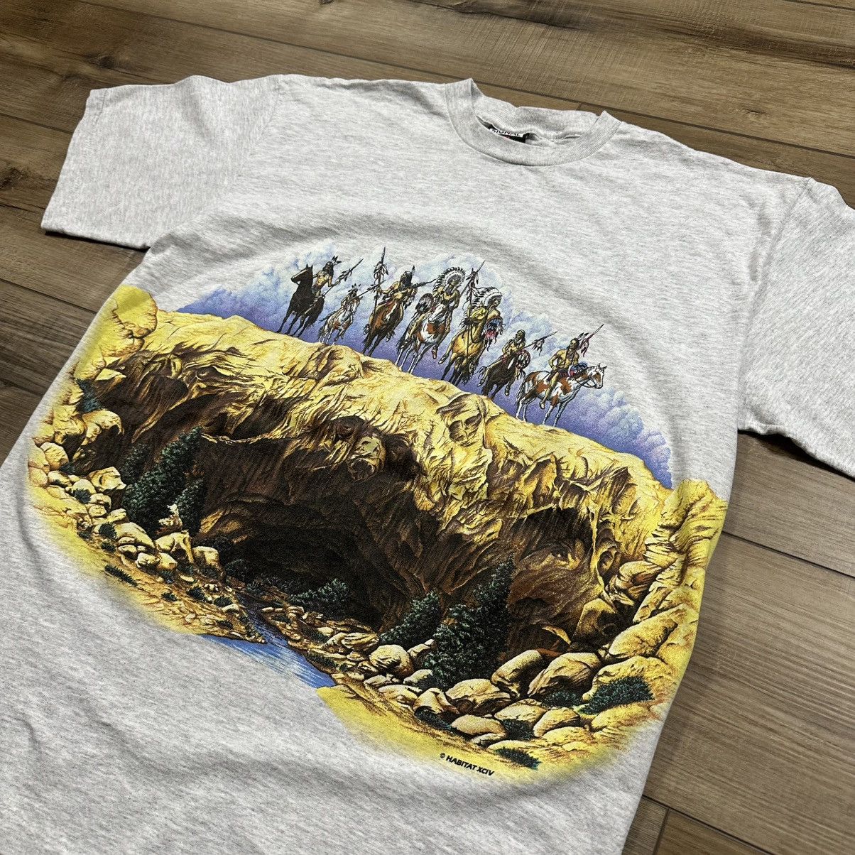 Habitat Vintage 90s Native American Single Stitch Wrap Around Tee Size US L / EU 52-54 / 3 - 4 Thumbnail
