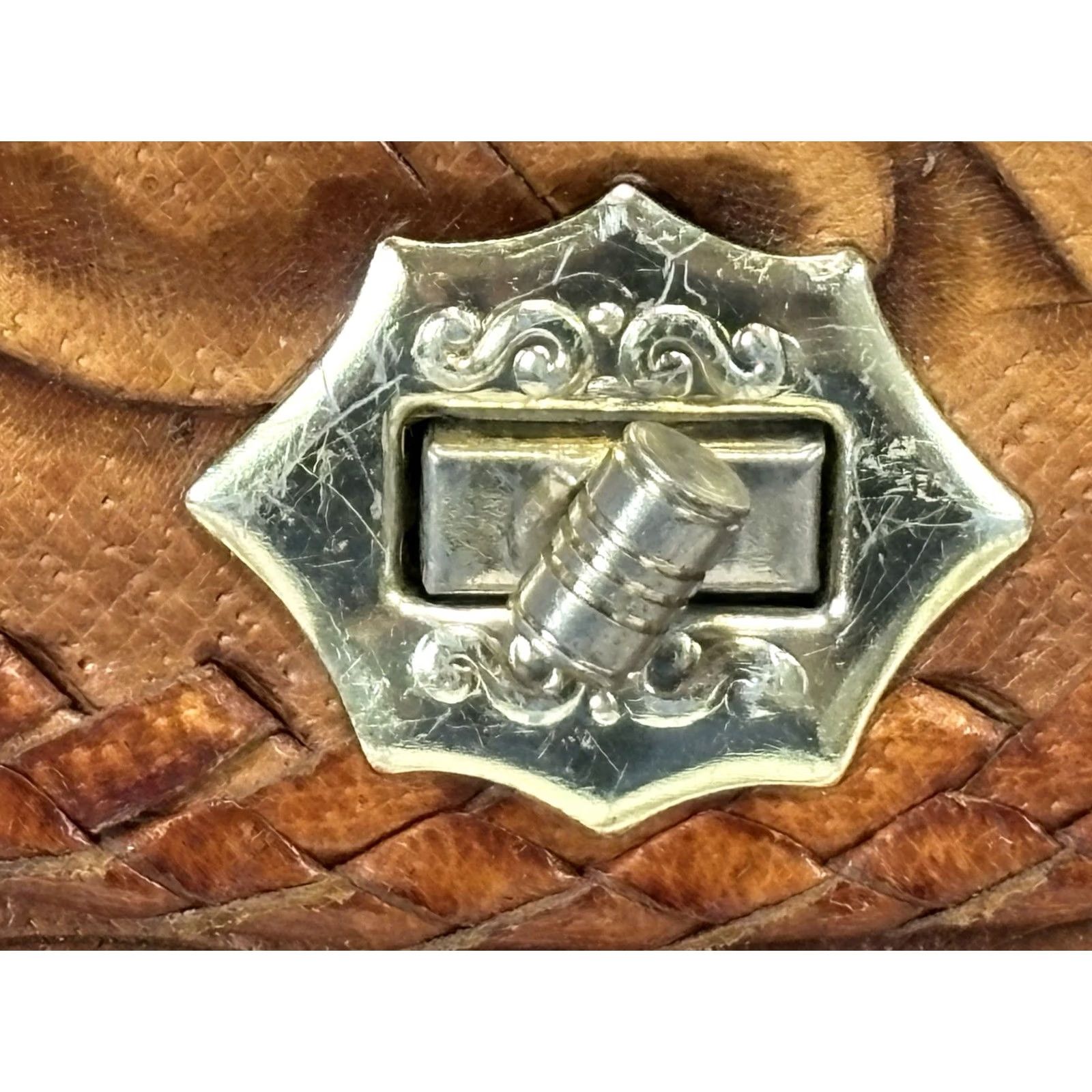 Vintage VINTAGE Leather Shoulder Bag Purse Brown Floral Western Boho Small Women Read Size ONE SIZE - 3 Thumbnail